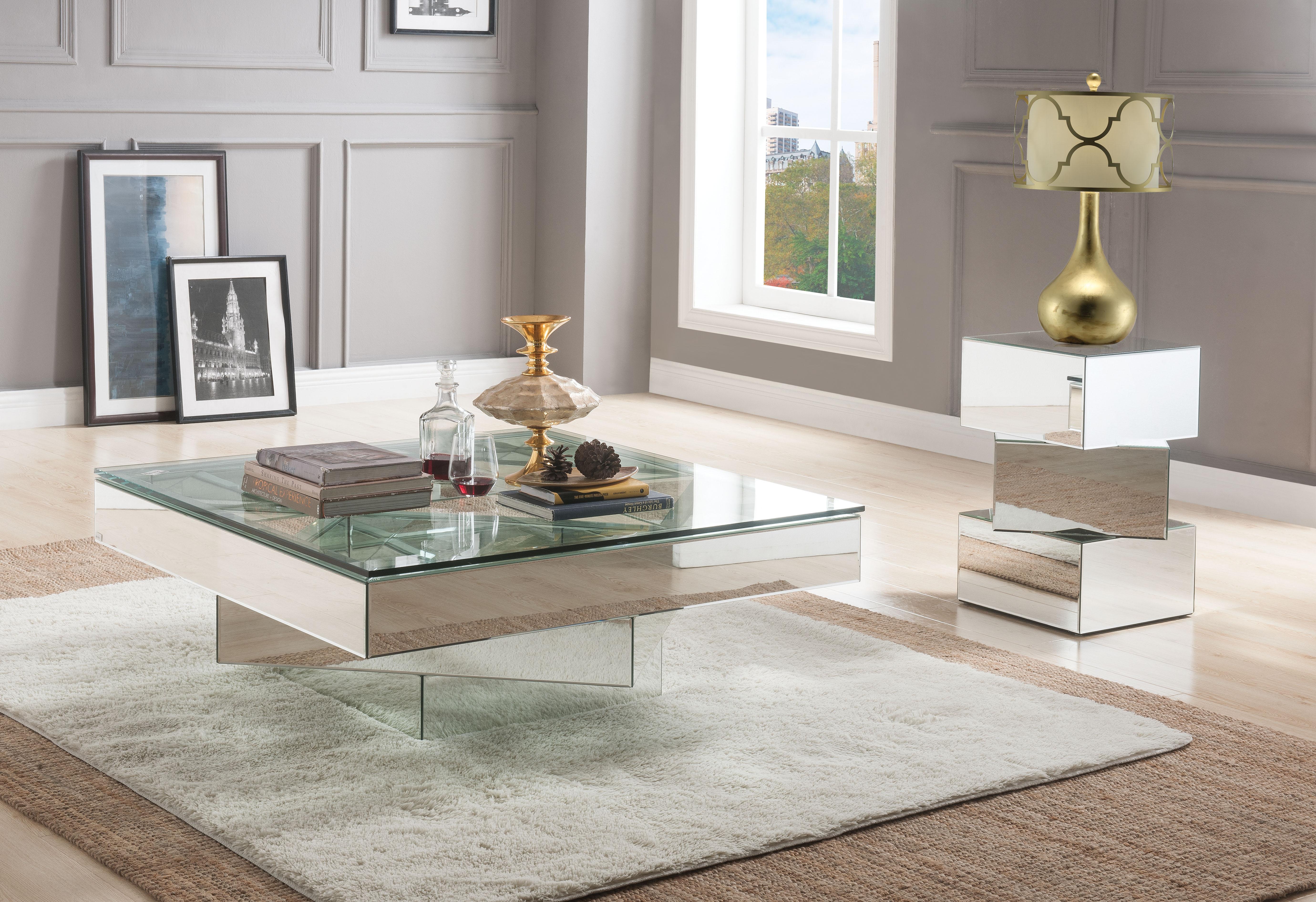 Meria Mirrored Coffee Table - Ideal Furniture (Fresno,CA)