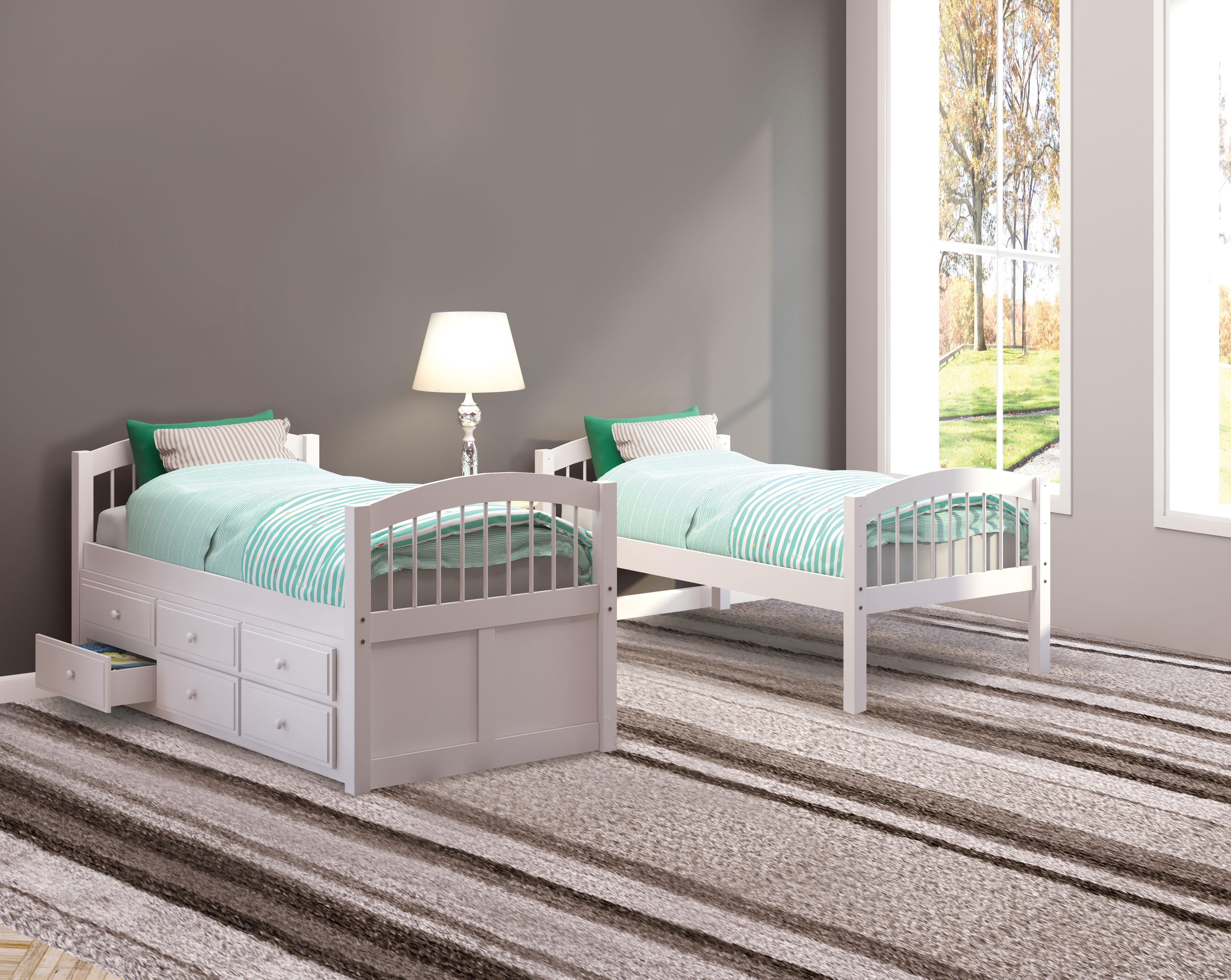 Micah White Bunk Bed & Trundle (Twin/Twin) - Ideal Furniture (Fresno,CA)