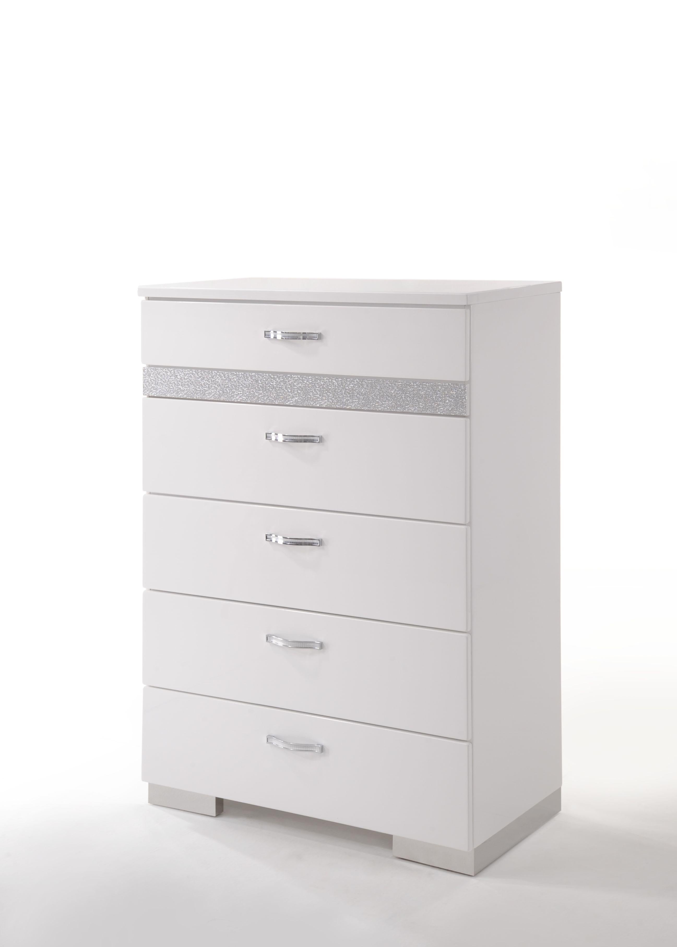 Naima II White High Gloss Chest - Ideal Furniture (Fresno,CA)
