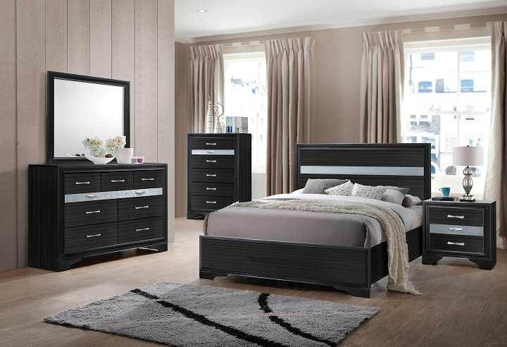 Naima Black Twin Bed - Ideal Furniture (Fresno,CA)