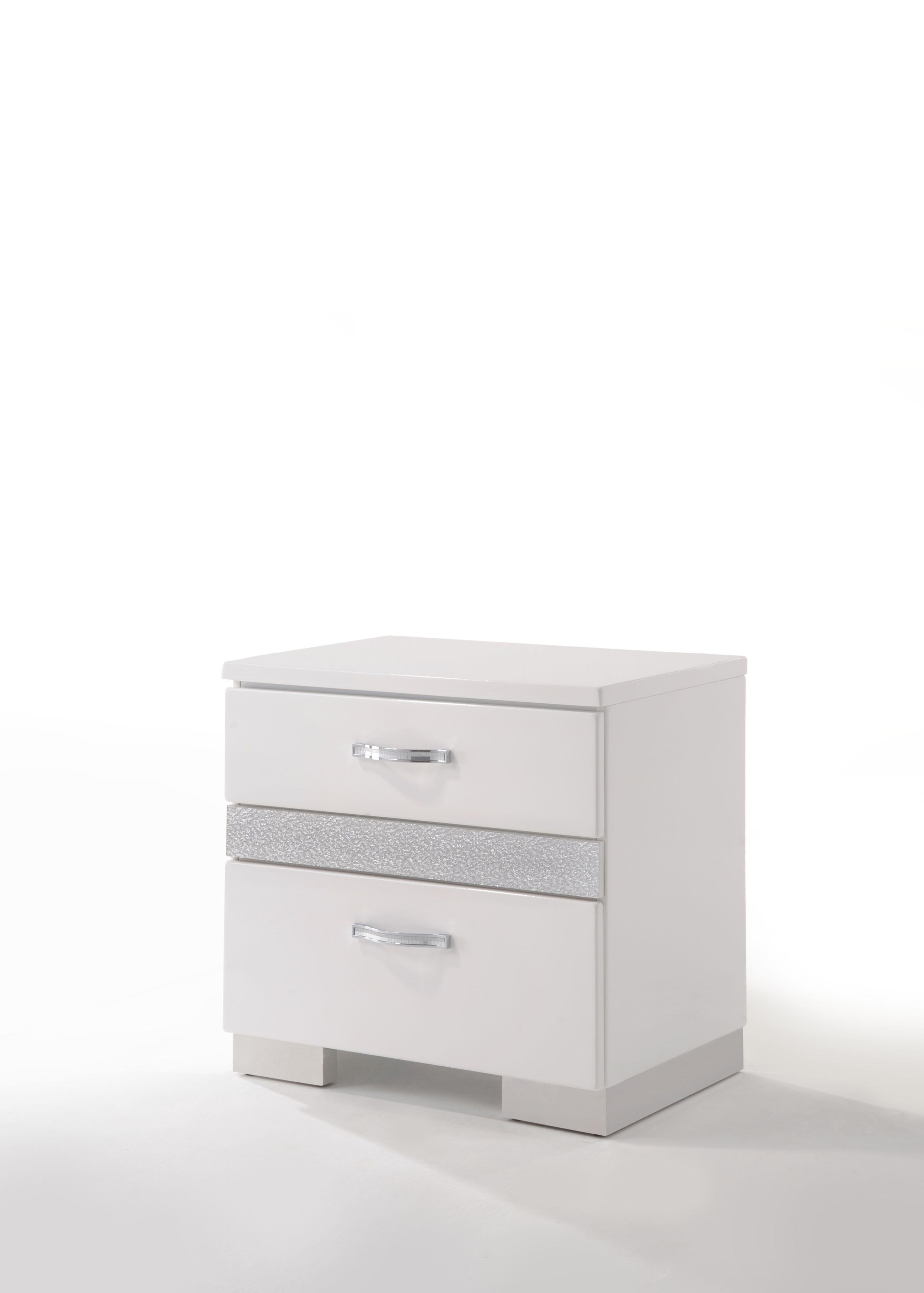 Naima II White High Gloss Nightstand - Ideal Furniture (Fresno,CA)
