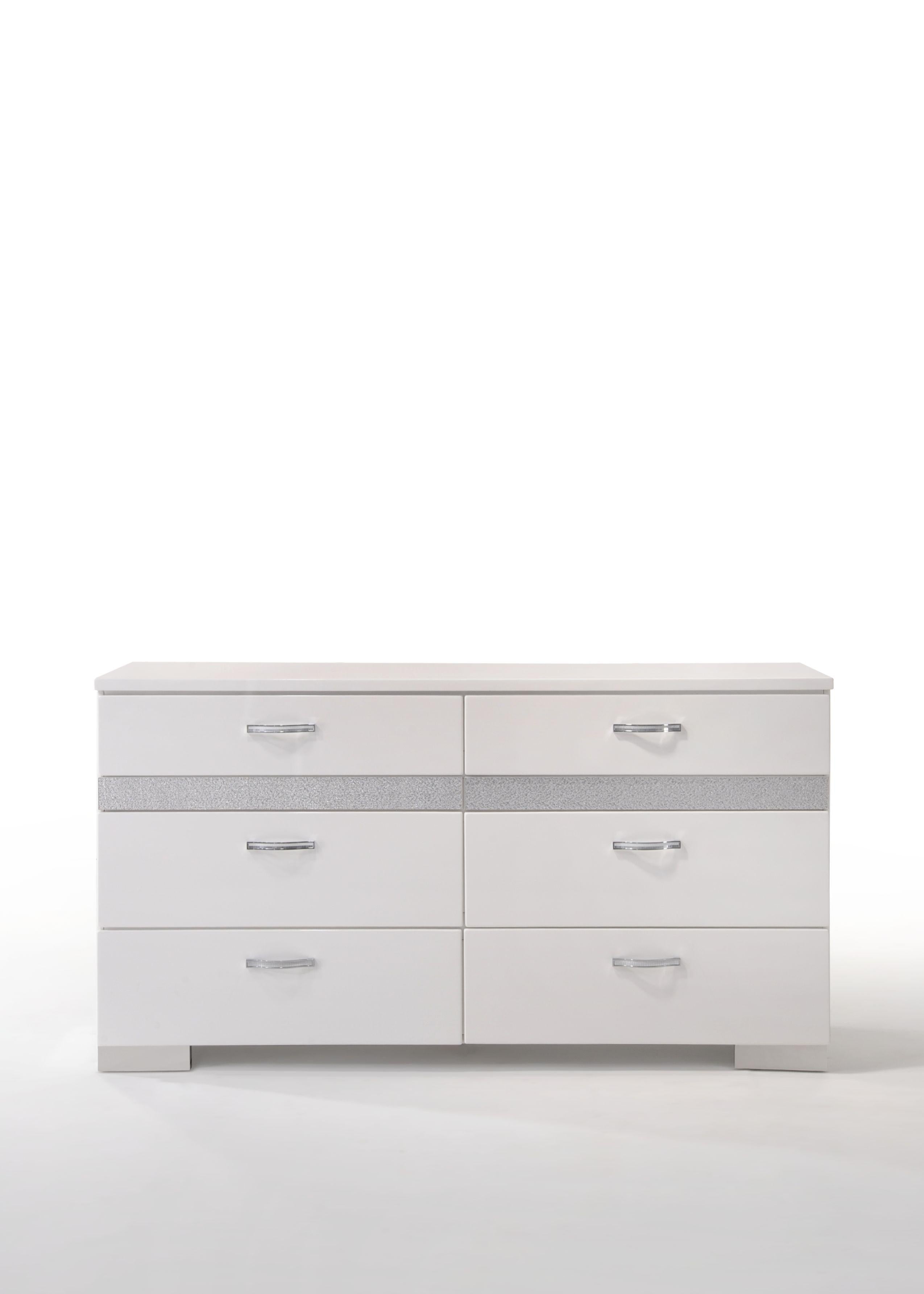 Naima II White High Gloss Dresser - Ideal Furniture (Fresno,CA)