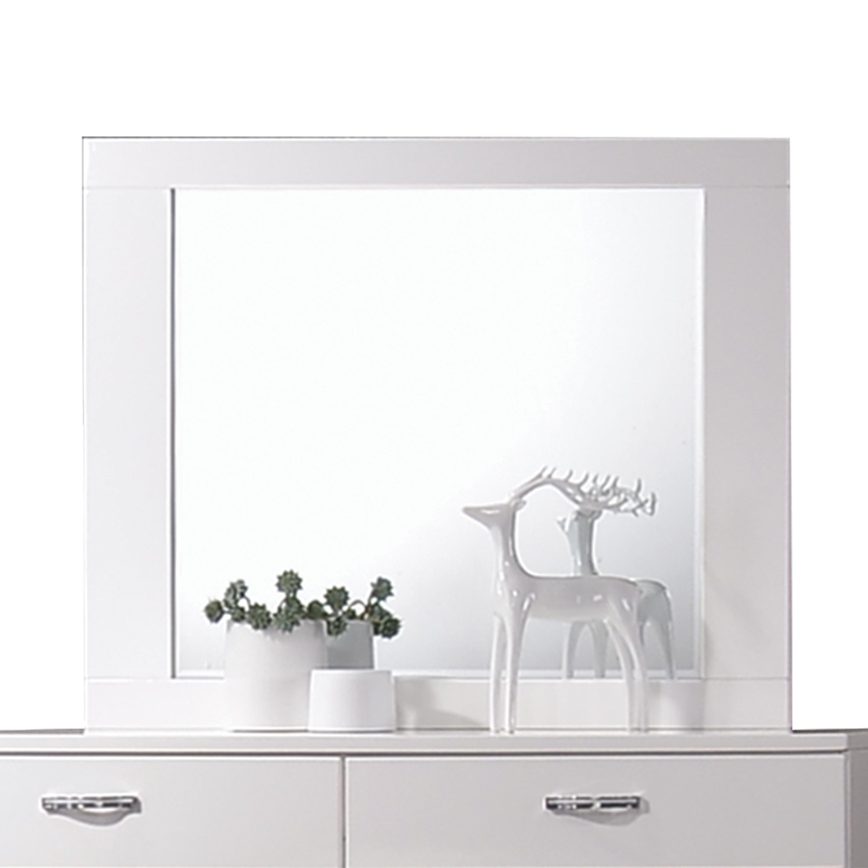 Naima II White High Gloss Mirror - Ideal Furniture (Fresno,CA)