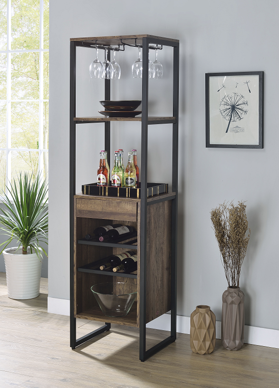 Narik Weathered Oak Wine Rack - Ideal Furniture (Fresno,CA)