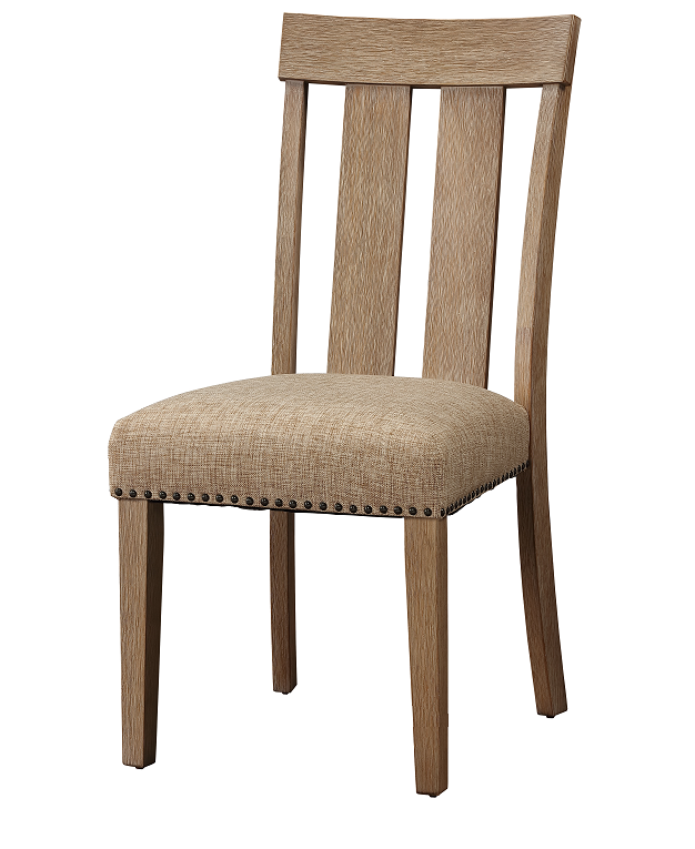 Nathaniel Fabric & Maple Side Chair , Slatted Back - Ideal Furniture (Fresno,CA)