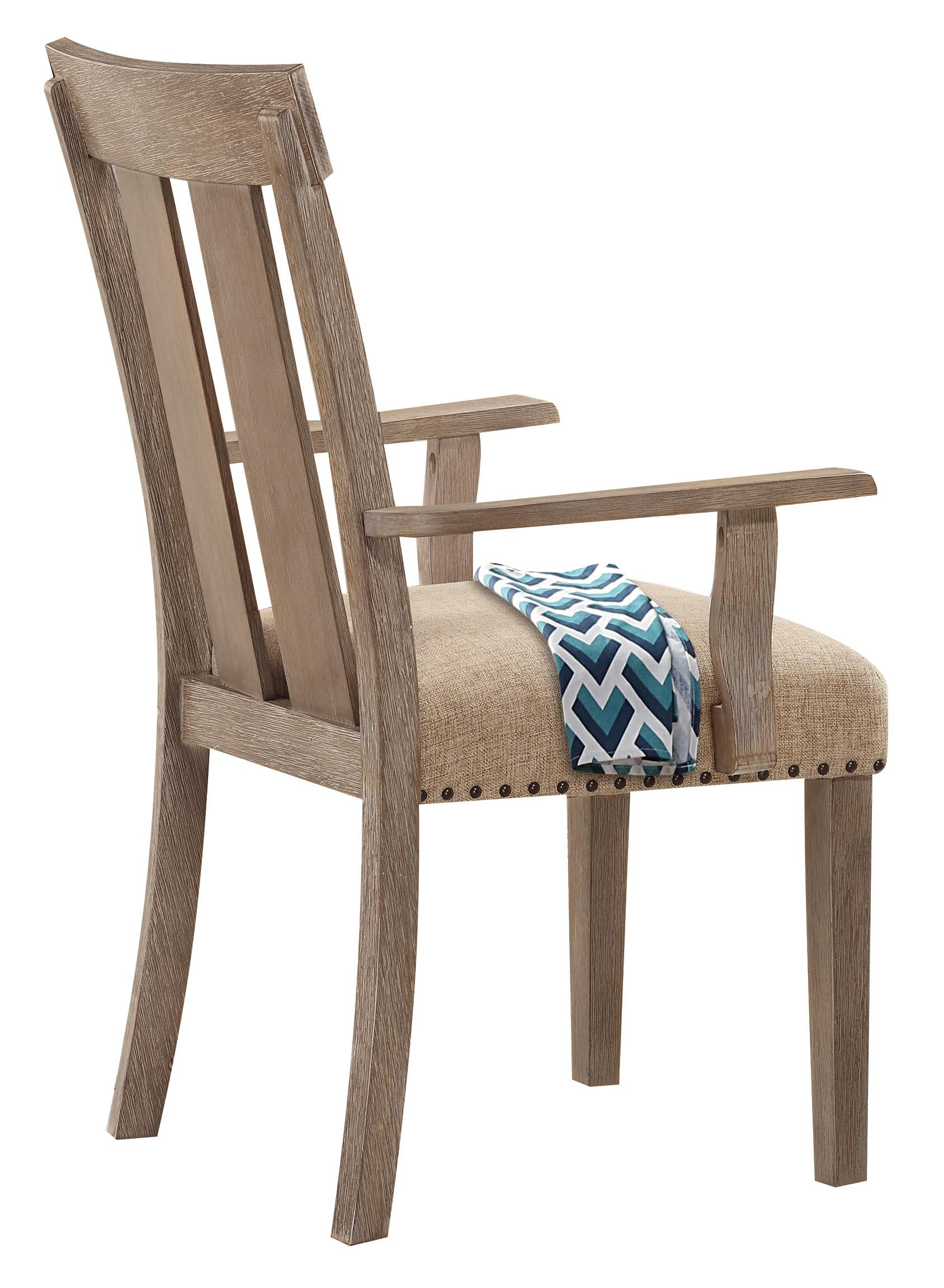 Nathaniel Fabric & Maple Arm Chair , Slatted Back - Ideal Furniture (Fresno,CA)