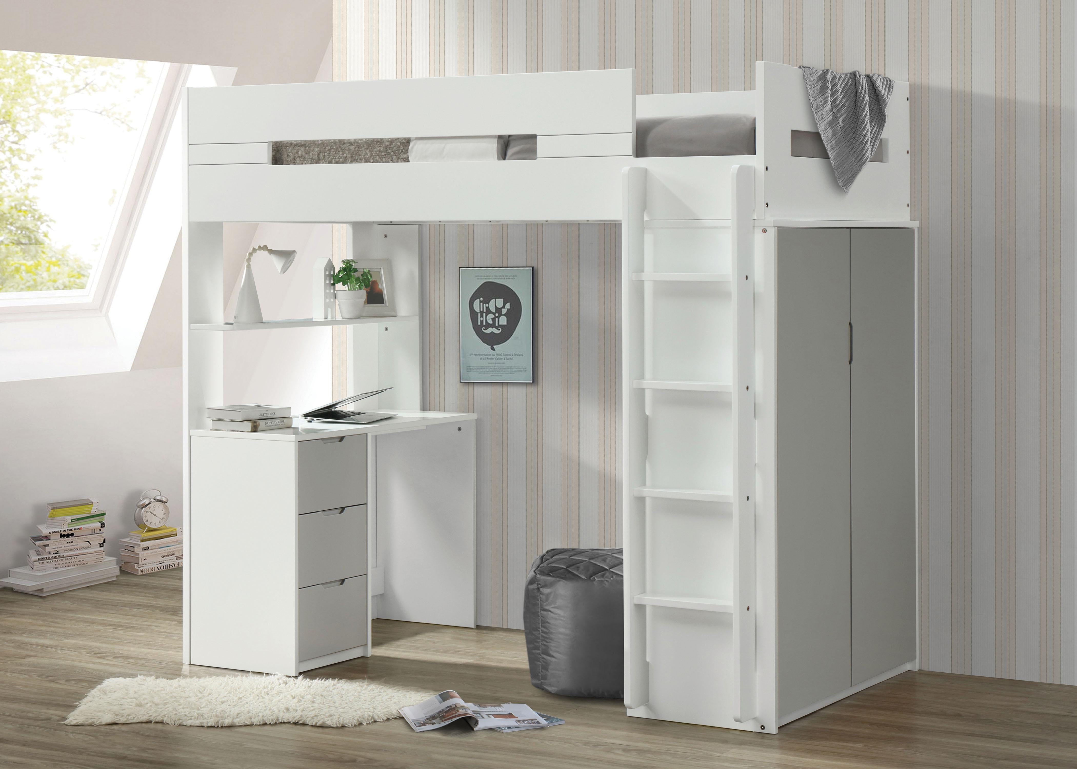 Nerice White & Gray Loft Bed - Ideal Furniture (Fresno,CA)