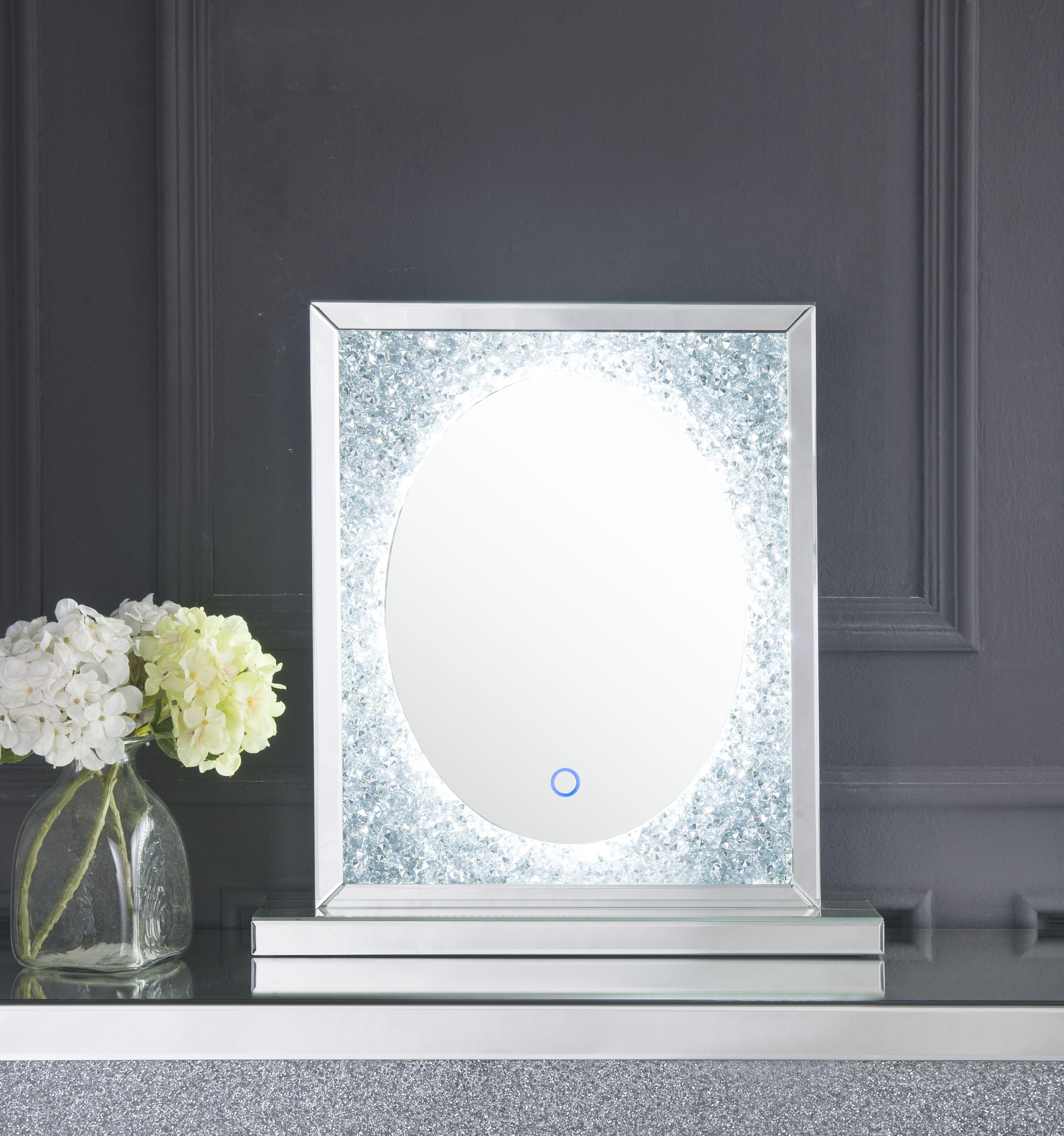 Noralie Mirrored & Faux Diamonds Accent Decor (LED) - Ideal Furniture (Fresno,CA)