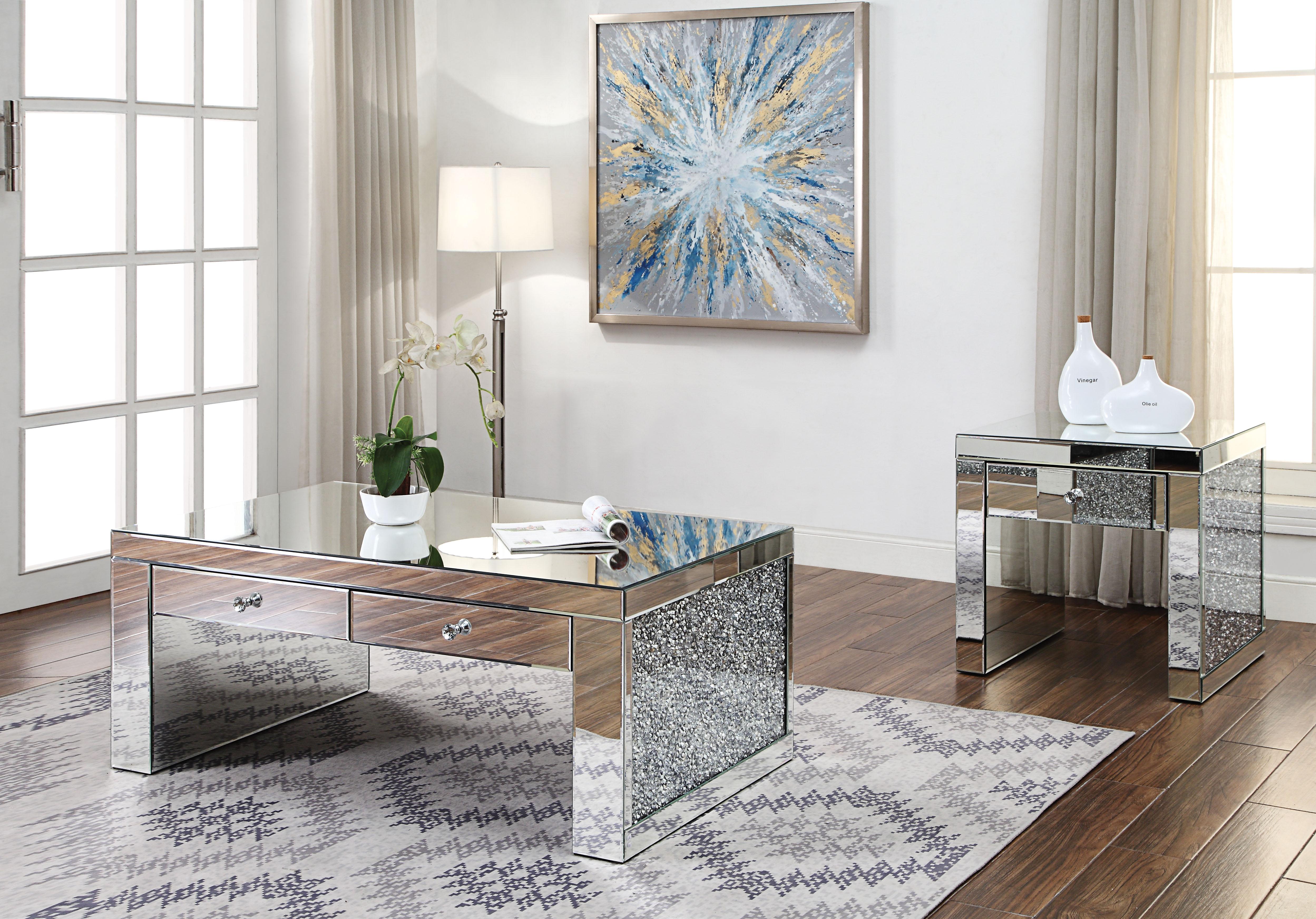 Noralie Mirrored & Faux Diamonds Coffee Table - Ideal Furniture (Fresno,CA)