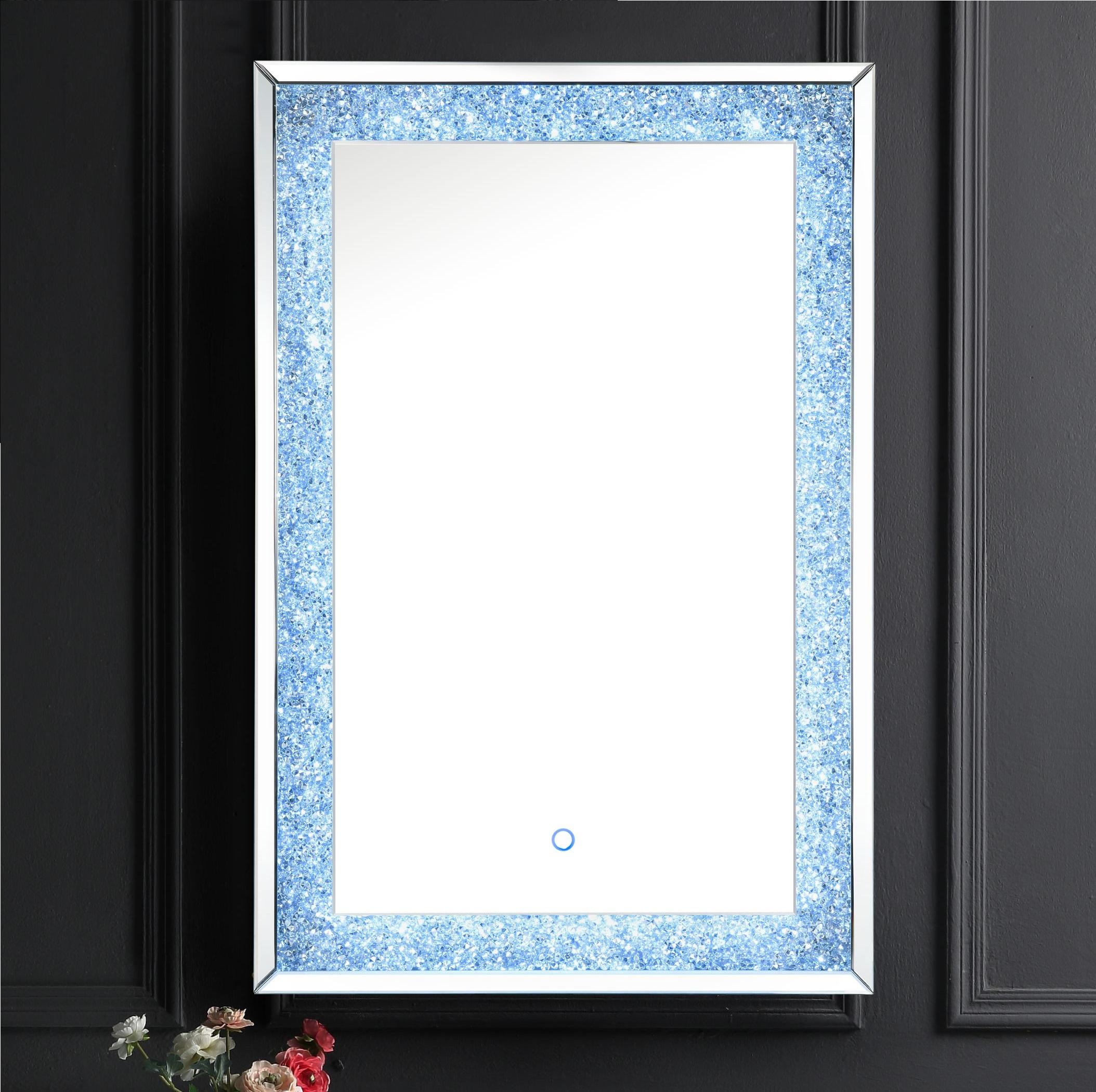 Noralie Mirrored & Faux Diamonds Wall Decor (LED) - Ideal Furniture (Fresno,CA)