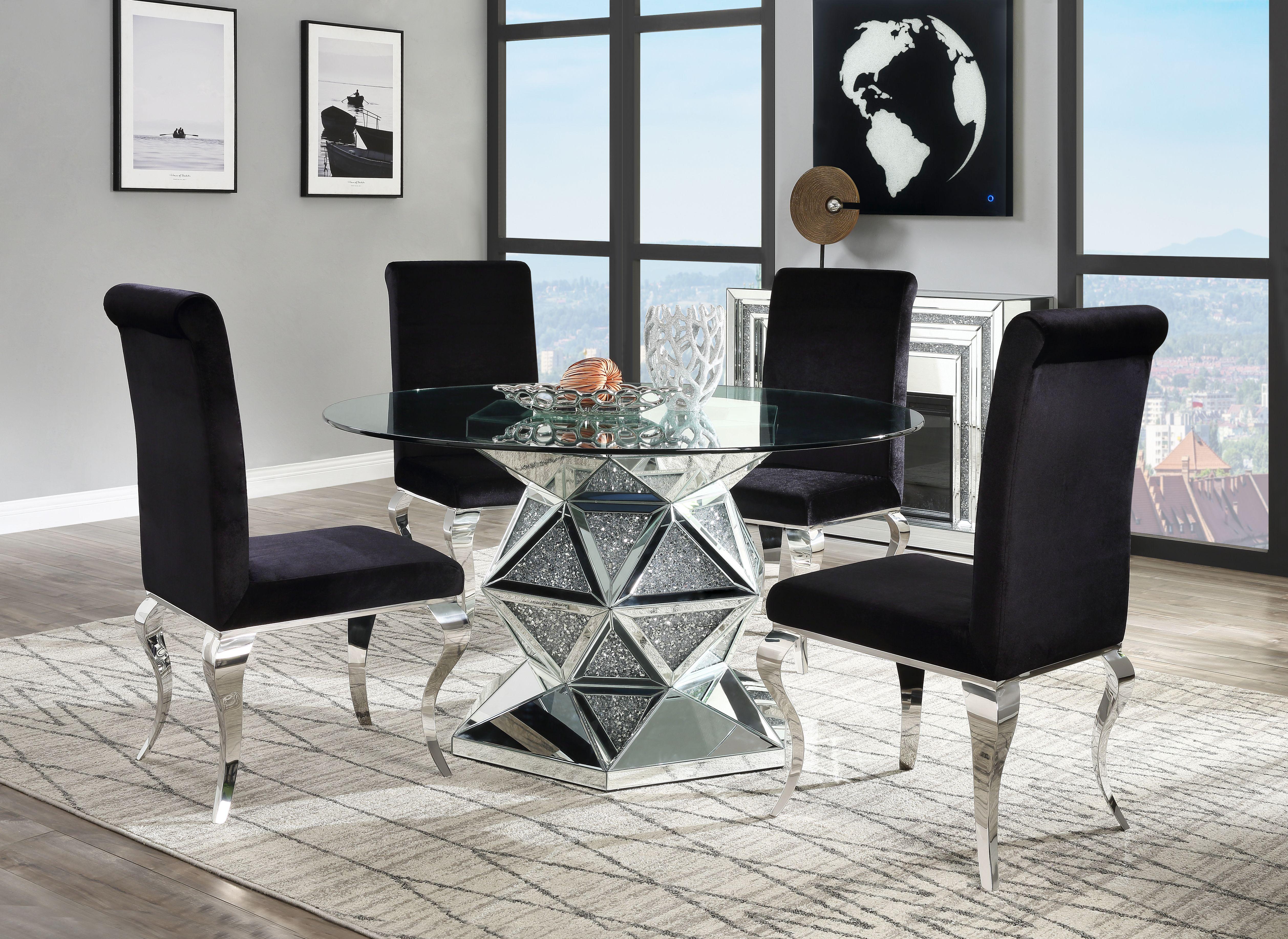 Noralie Mirrored & Faux Diamonds Dining Table - Ideal Furniture (Fresno,CA)