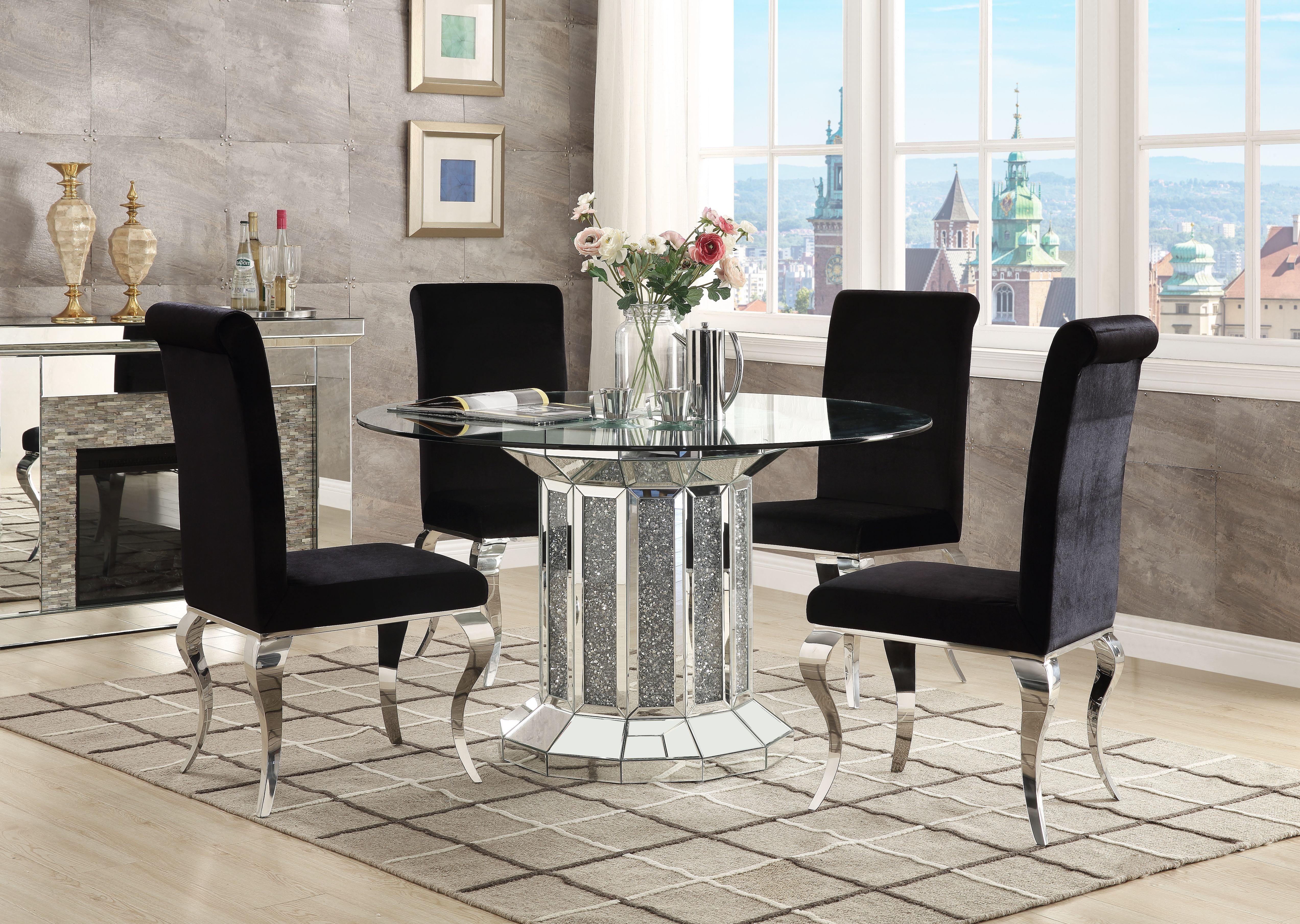 Noralie Mirrored & Faux Diamonds Dining Table - Ideal Furniture (Fresno,CA)