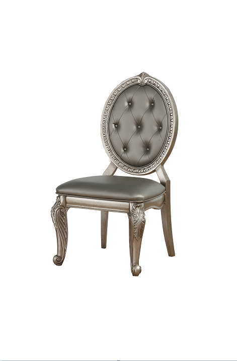 Northville PU & Antique Silver Side Chair - Ideal Furniture (Fresno,CA)