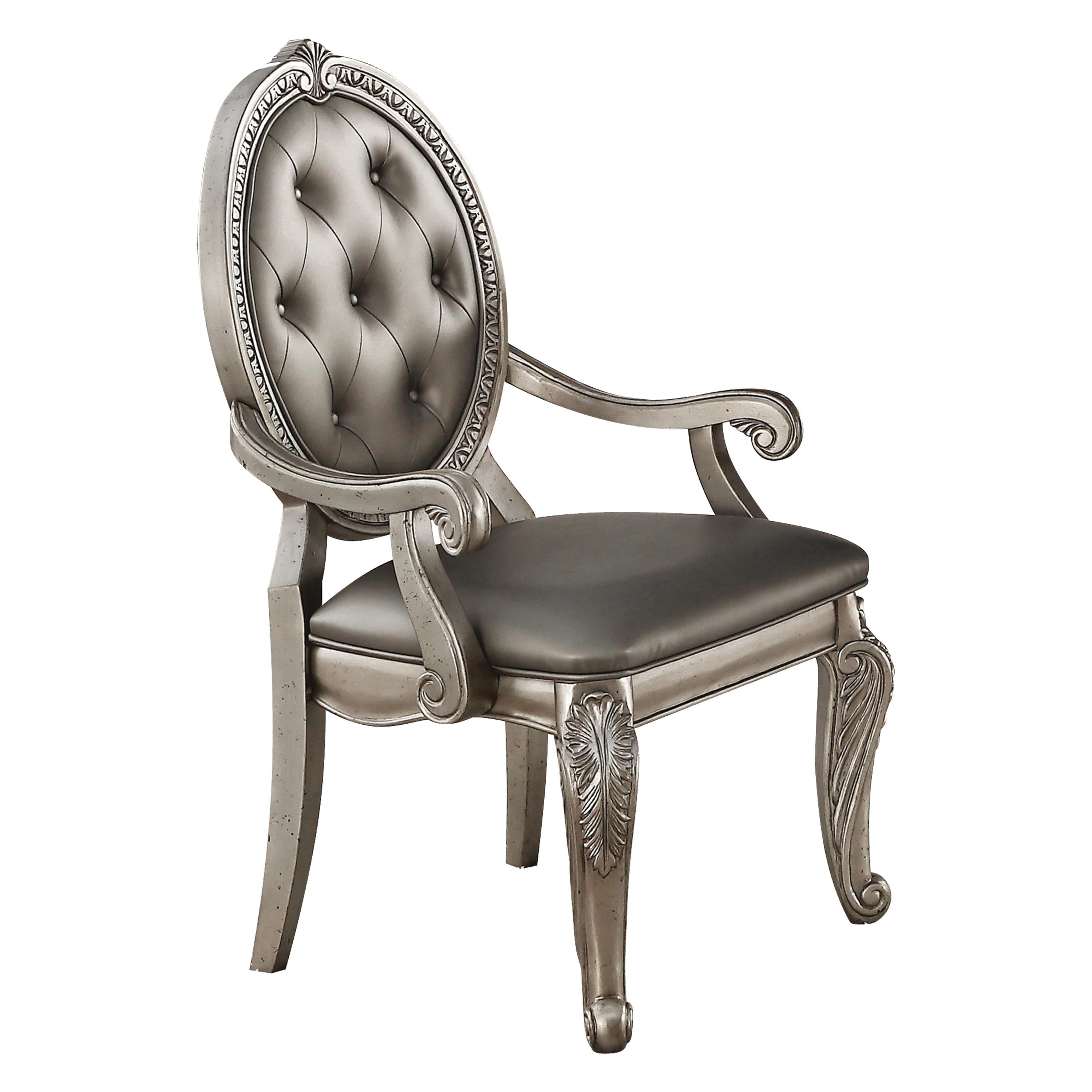 Northville PU & Antique Silver Arm Chair - Ideal Furniture (Fresno,CA)