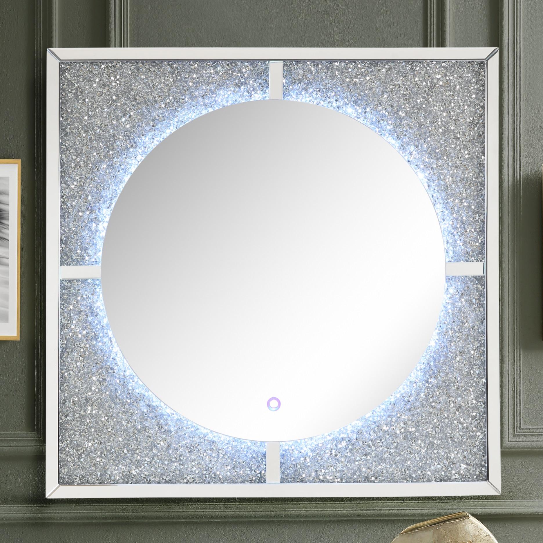 Nowles Mirrored & Faux Stones Wall Decor (LED) - Ideal Furniture (Fresno,CA)
