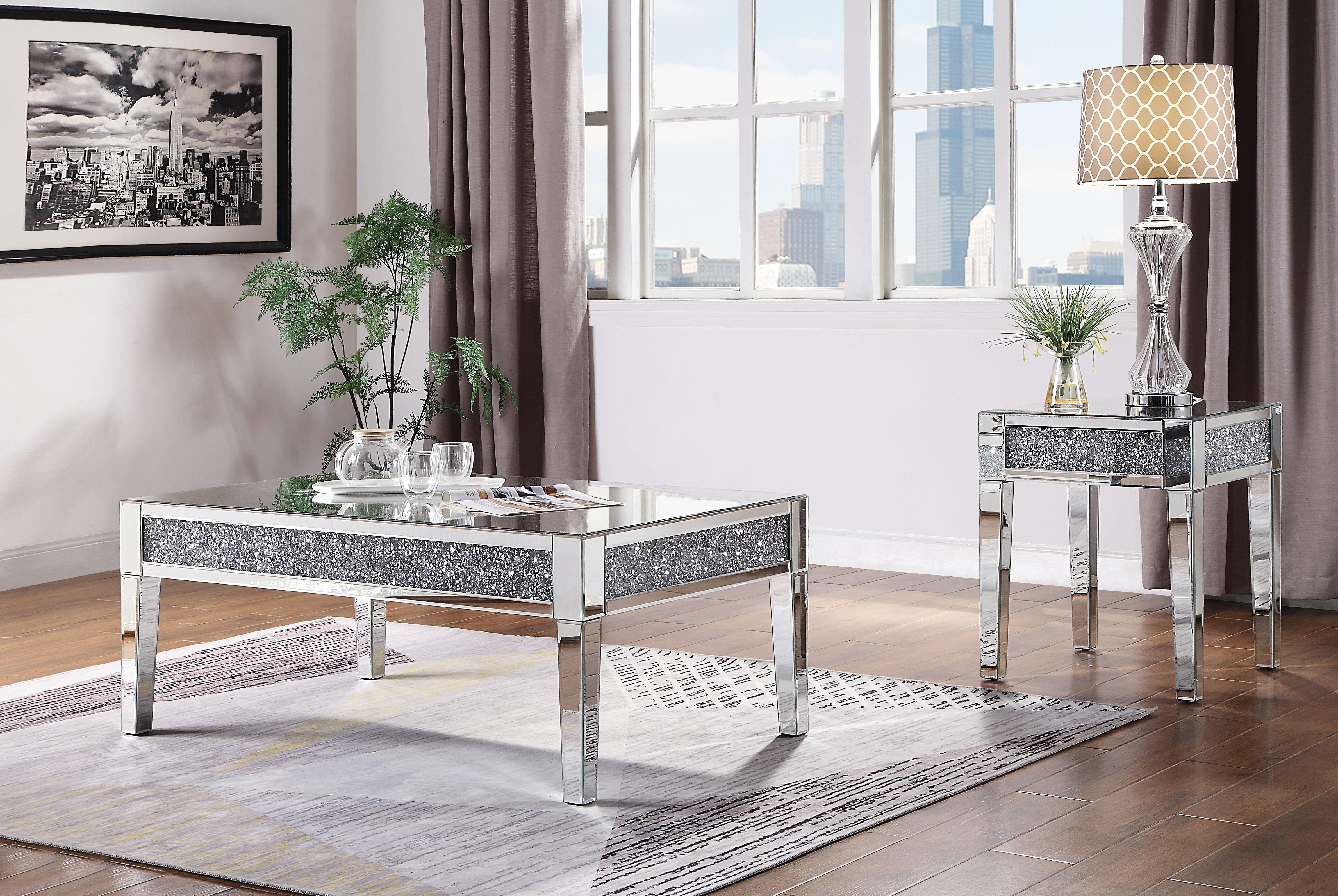 Noralie Mirrored & Faux Diamonds Coffee Table - Ideal Furniture (Fresno,CA)