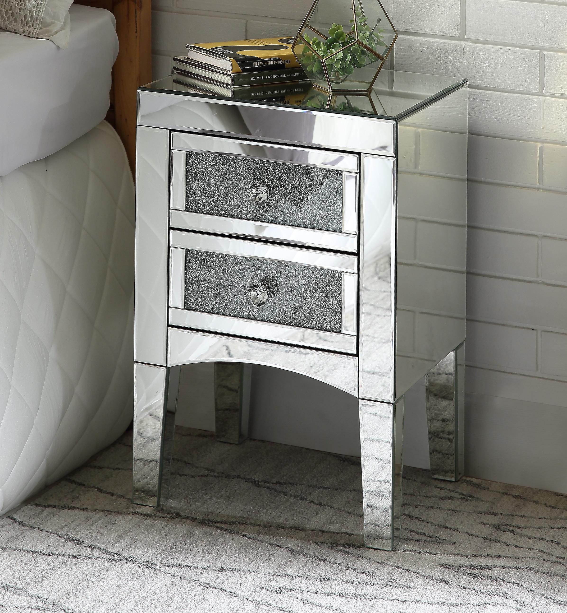Nowles Mirrored & Faux Stones Accent Table - Ideal Furniture (Fresno,CA)