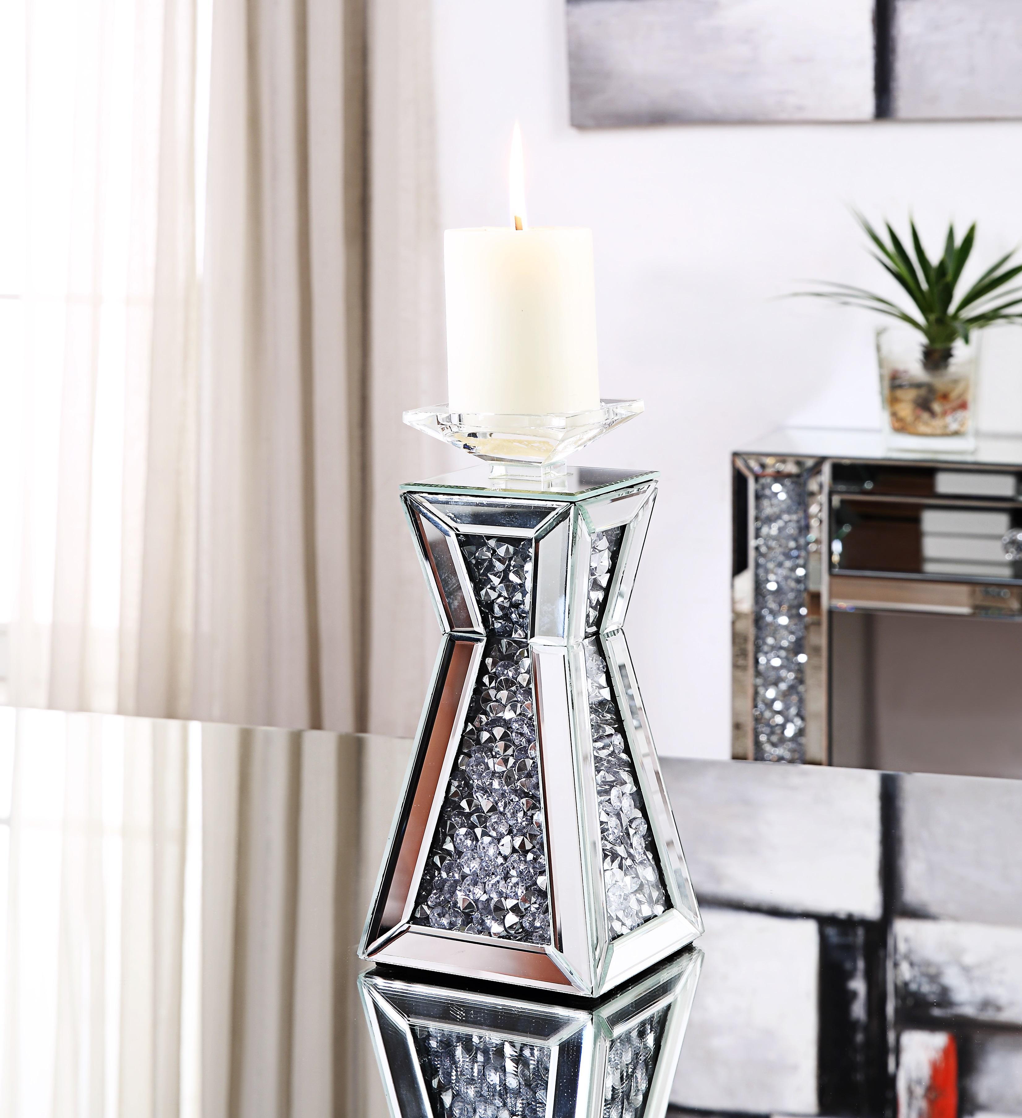 Nowles Mirrored & Faux Stones Accent Candleholder - Ideal Furniture (Fresno,CA)