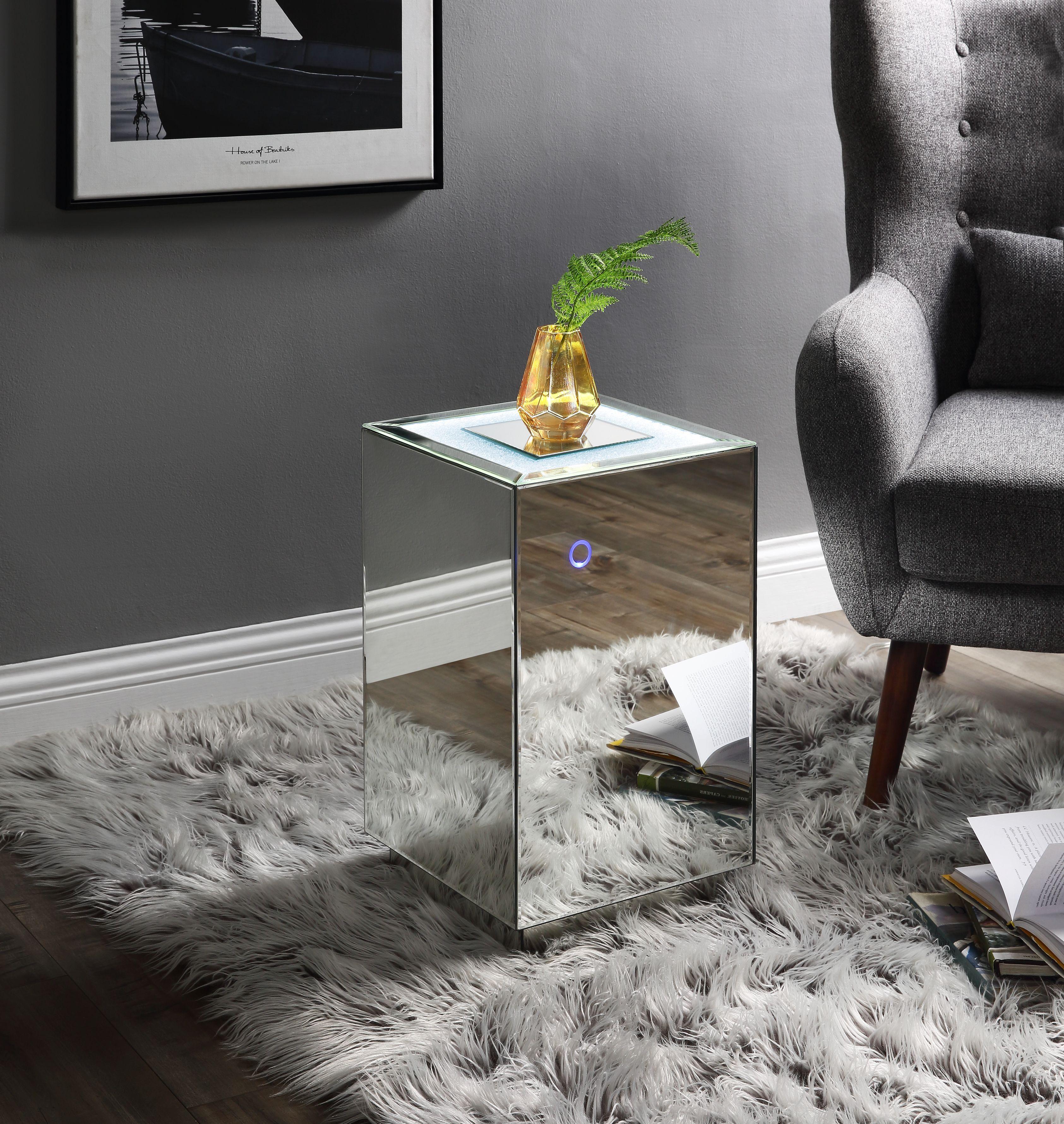 Nyoka Mirrored & Faux Gems Accent Table (LED) - Ideal Furniture (Fresno,CA)