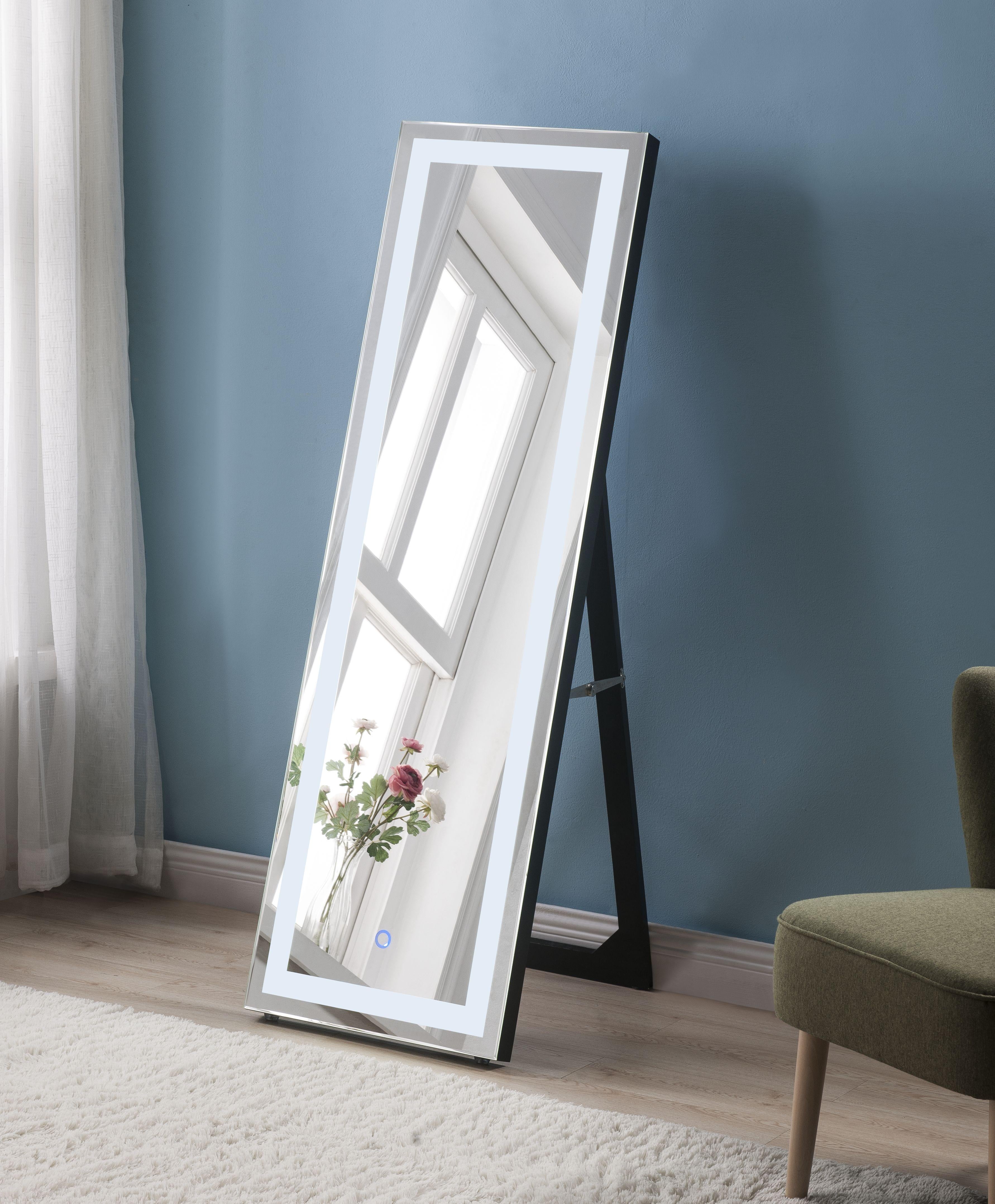 Nyoka Mirrored Floor Mirror (LED) - Ideal Furniture (Fresno,CA)