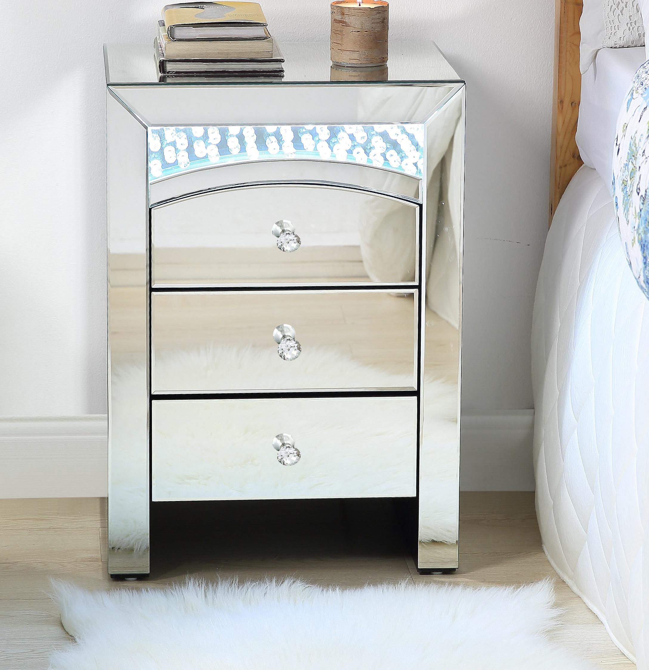Nysa Mirrored & Faux Crystals Accent Table (LED) - Ideal Furniture (Fresno,CA)