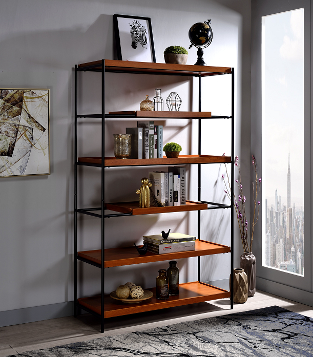 Oaken Honey Oak & Black Bookshelf - Ideal Furniture (Fresno,CA)