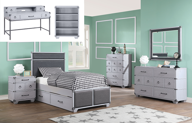 Orchest Gray PU & Gray Twin Bed - Ideal Furniture (Fresno,CA)