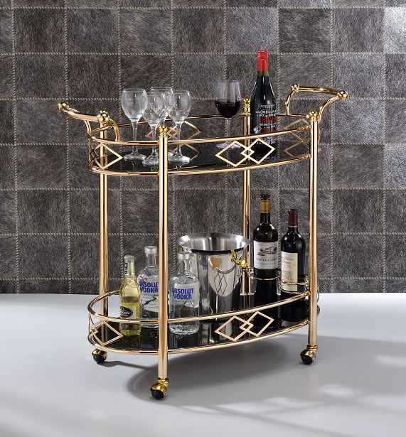 Ottesen Gold & Black Glass Serving Cart - Ideal Furniture (Fresno,CA)