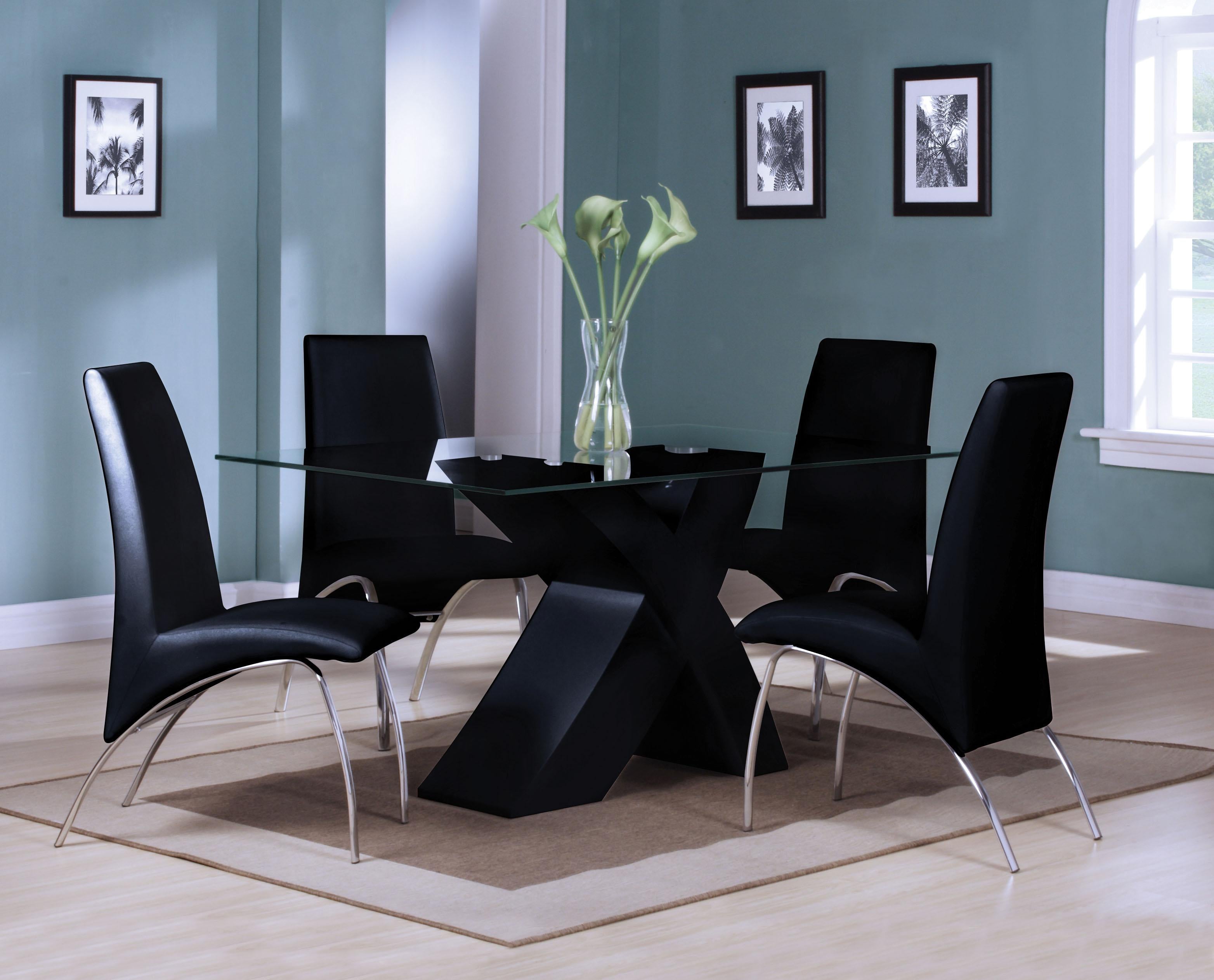 Pervis Black & Clear Glass Dining Table - Ideal Furniture (Fresno,CA)