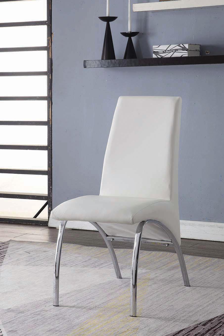 Pervis White PU & Chrome Side Chair - Ideal Furniture (Fresno,CA)