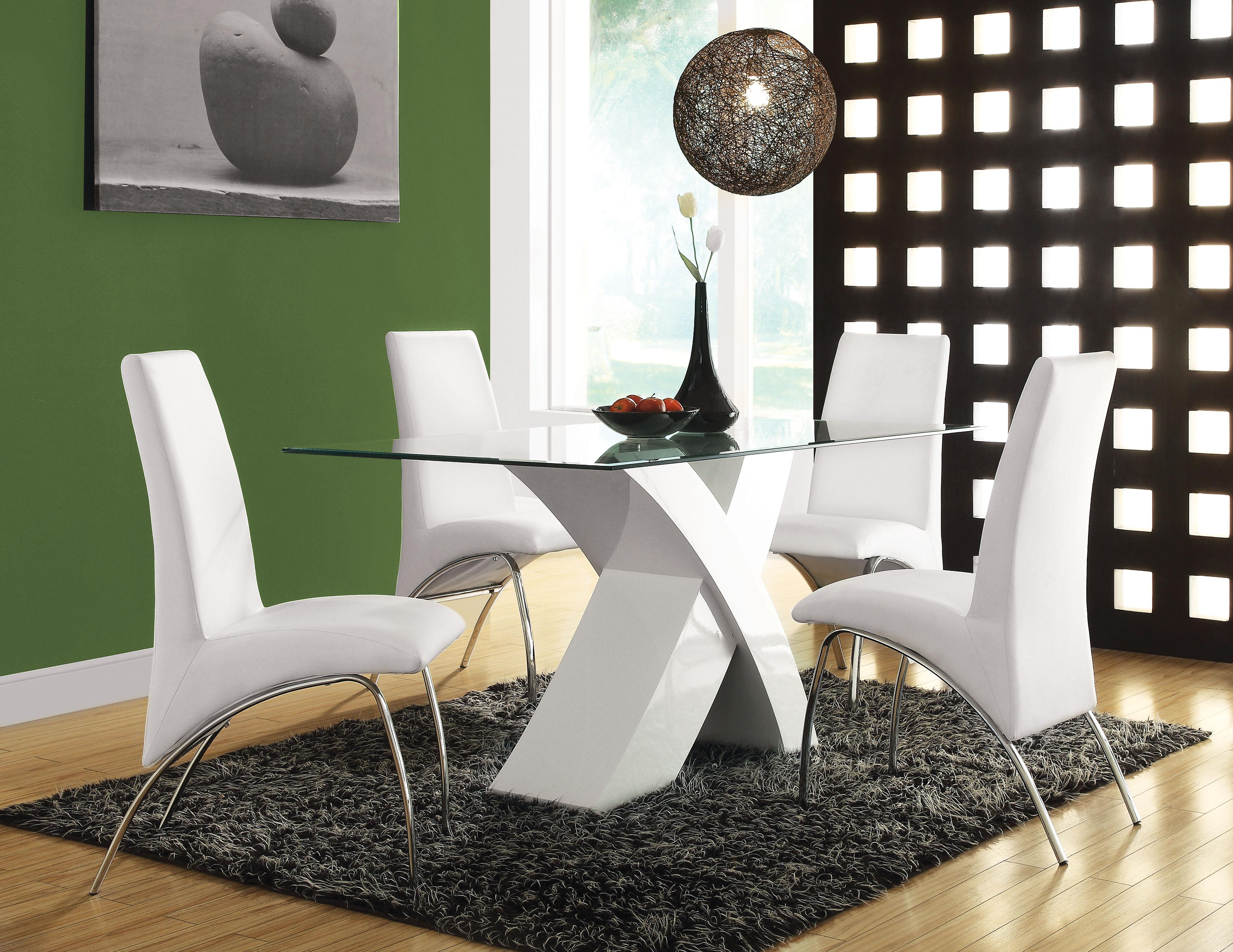 Pervis White & Clear Glass Dining Table - Ideal Furniture (Fresno,CA)
