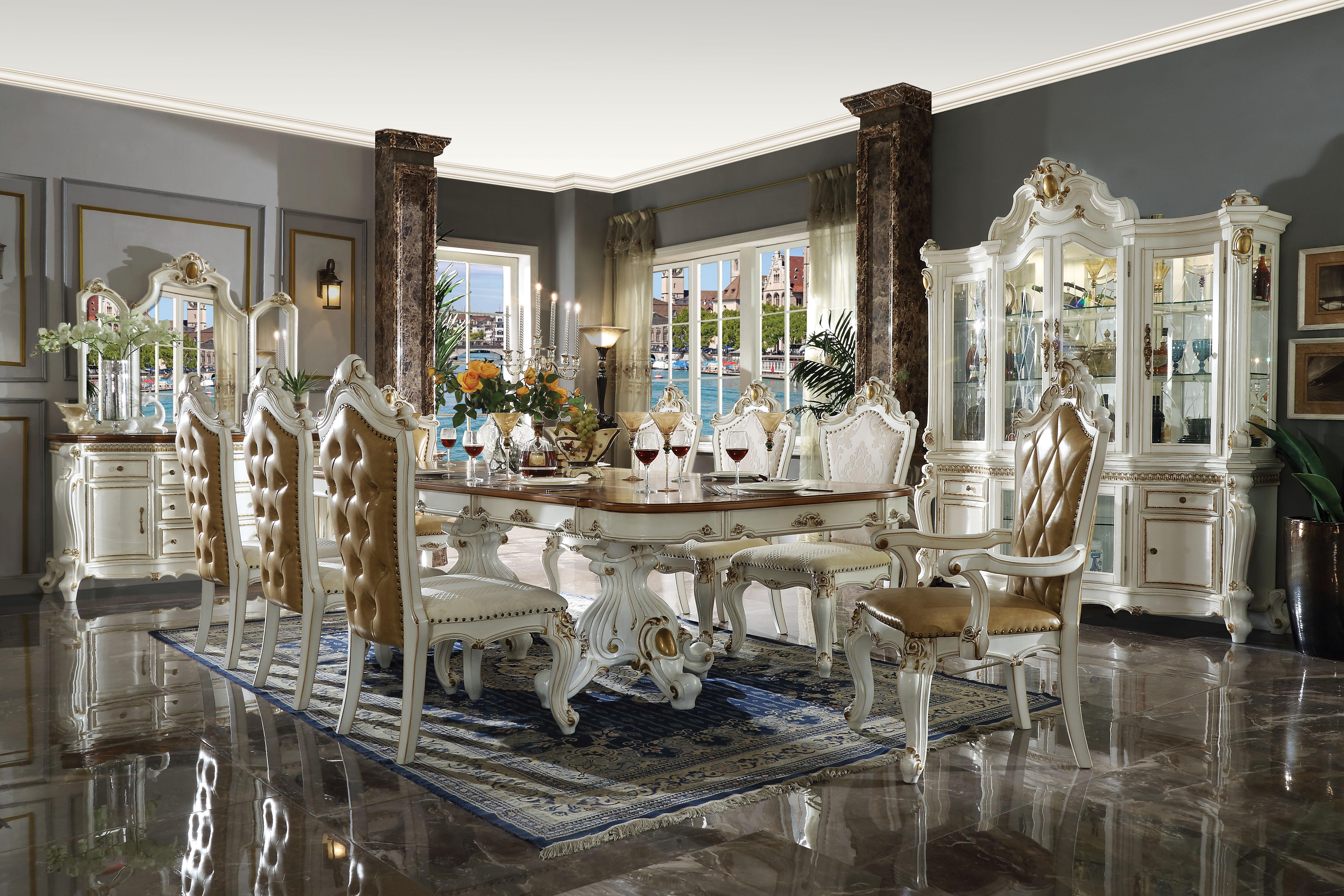 Picardy Antique Pearl & Cherry Oak Dining Table - Ideal Furniture (Fresno,CA)