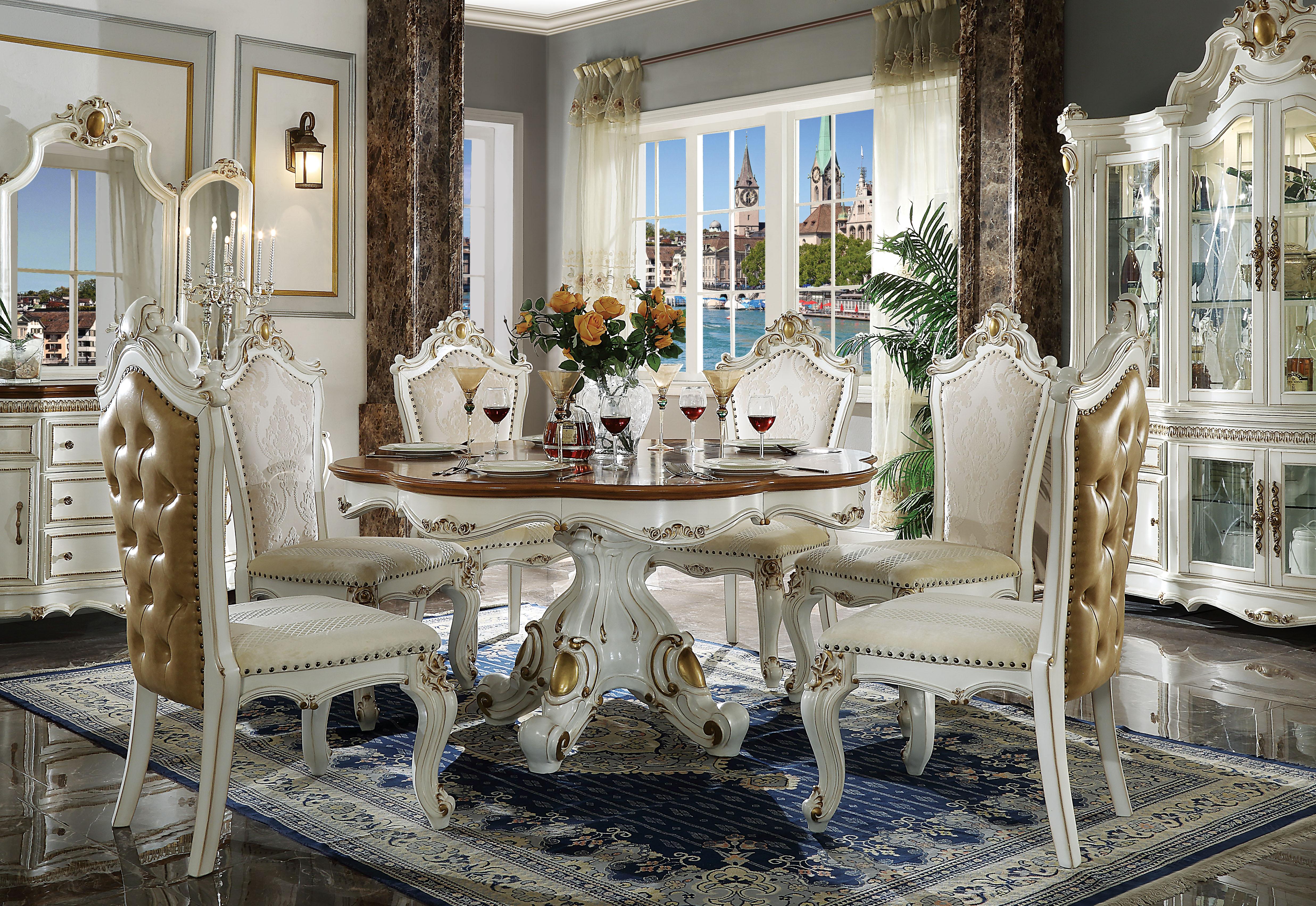 Picardy Antique Pearl & Cherry Oak Dining Table - Ideal Furniture (Fresno,CA)