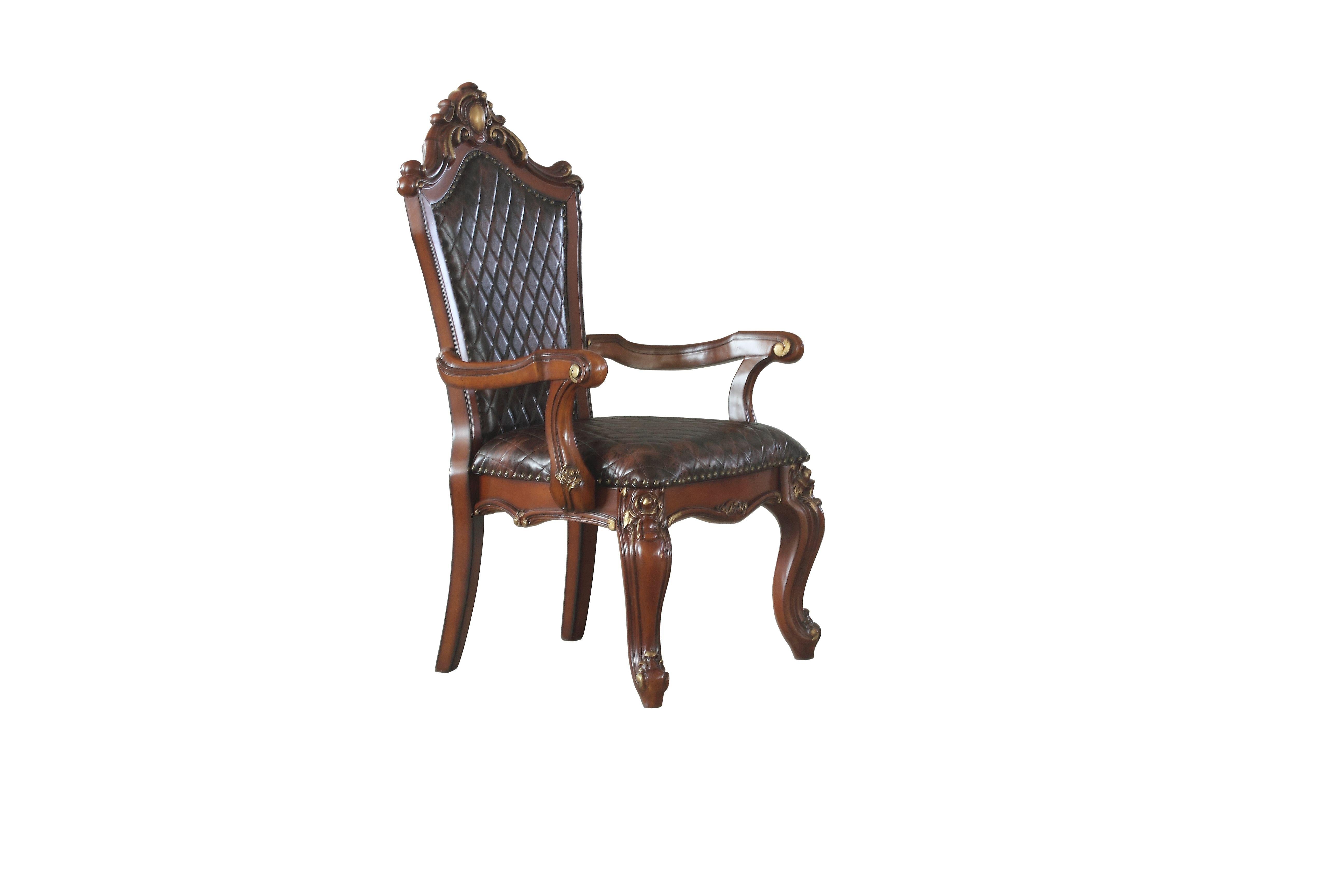 Picardy Cherry Oak & PU Arm Chair - Ideal Furniture (Fresno,CA)