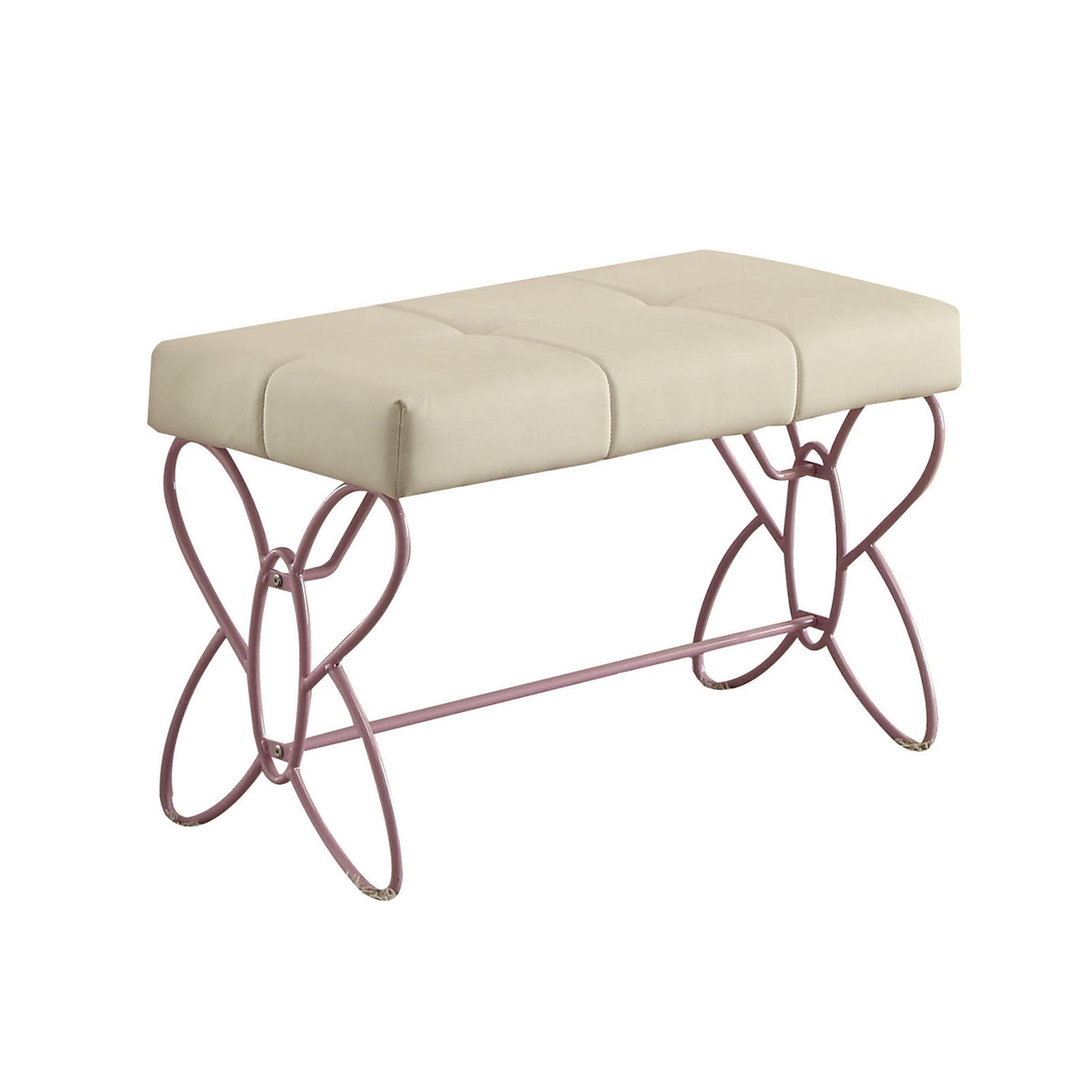 Priya II White & Light Purple Bench - Ideal Furniture (Fresno,CA)