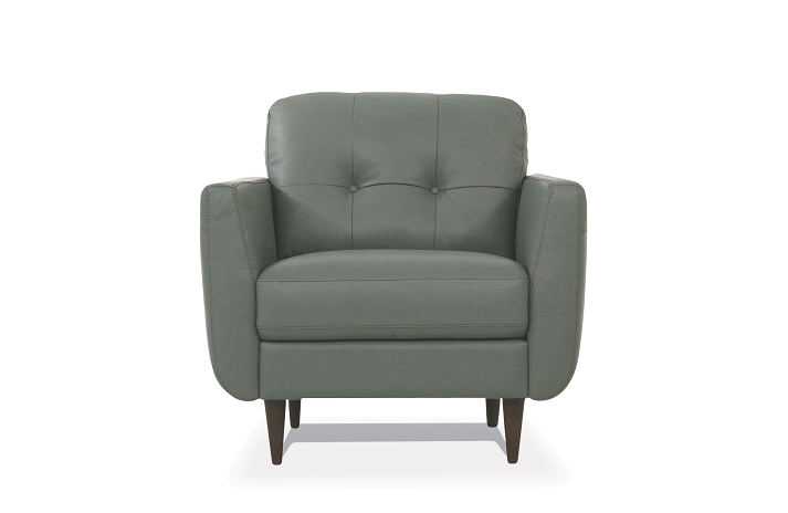 Radwan Pesto Green Leather Chair - Ideal Furniture (Fresno,CA)