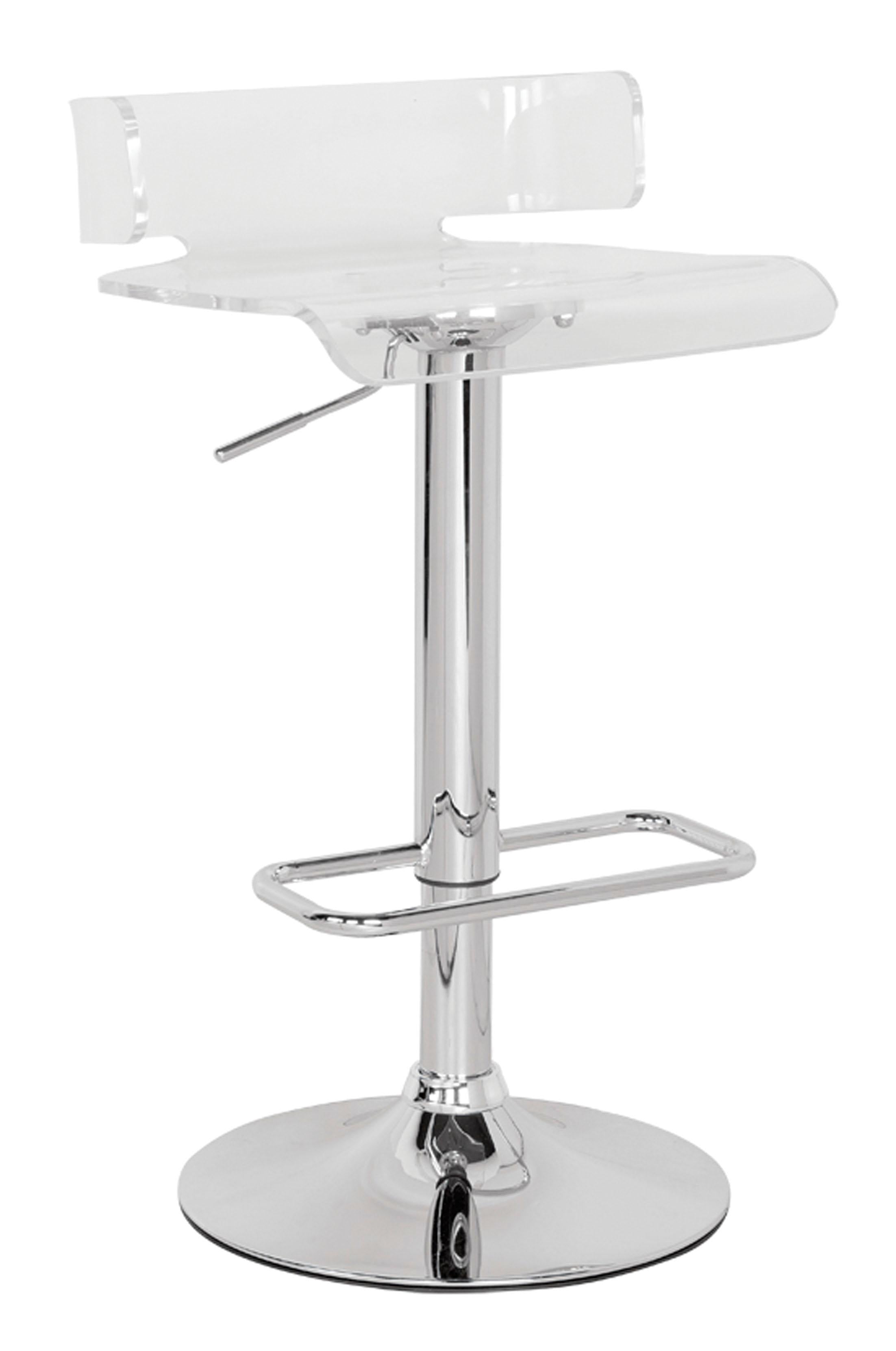 Rania Clear & Chrome Adjustable Stool (1Pc) - Ideal Furniture (Fresno,CA)