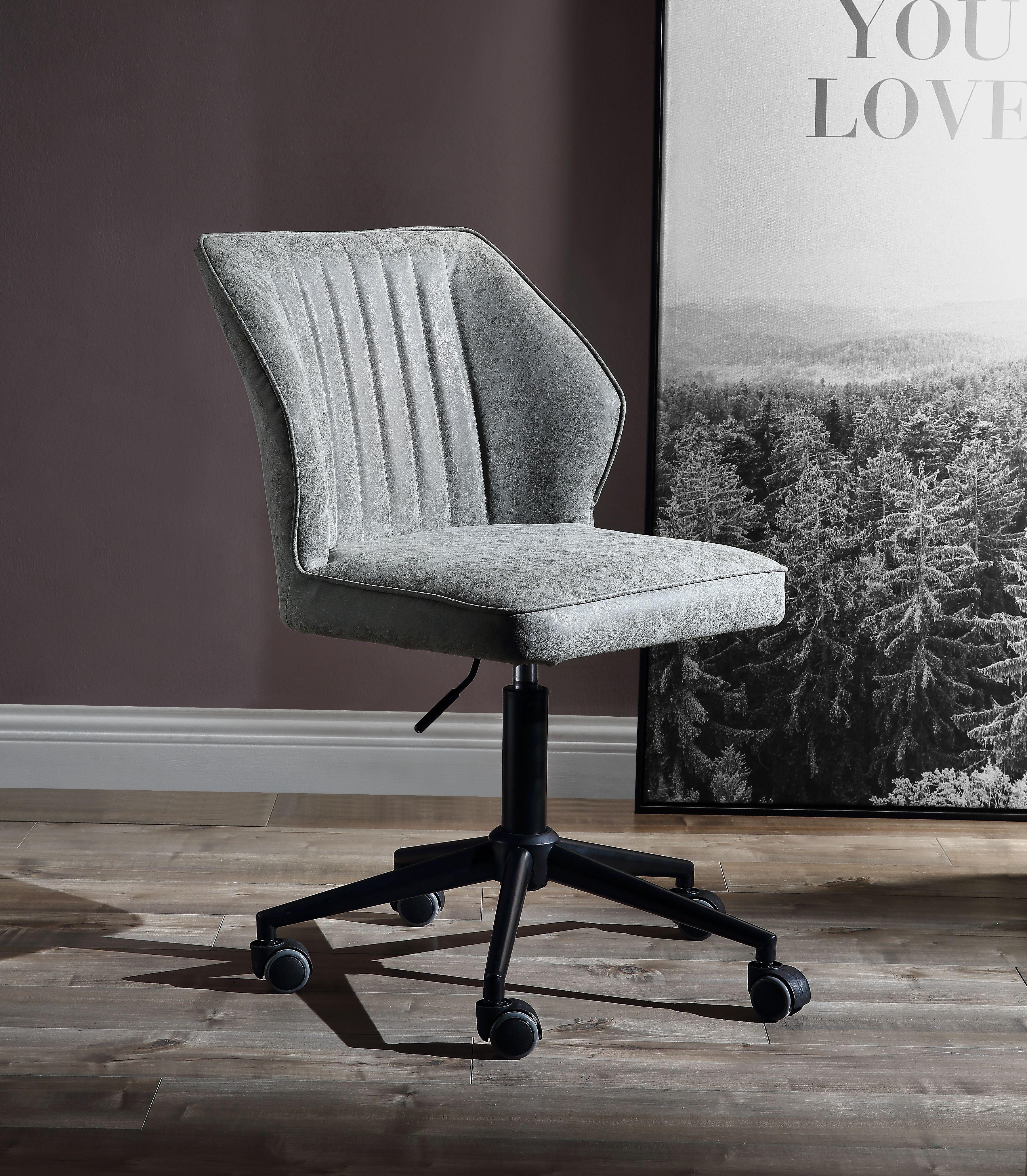 Pakuna Vintage Gray PU & Black Office Chair - Ideal Furniture (Fresno,CA)