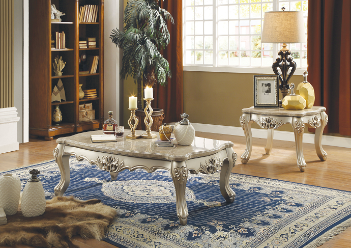 Ranita Marble & Champagne Coffee Table - Ideal Furniture (Fresno,CA)