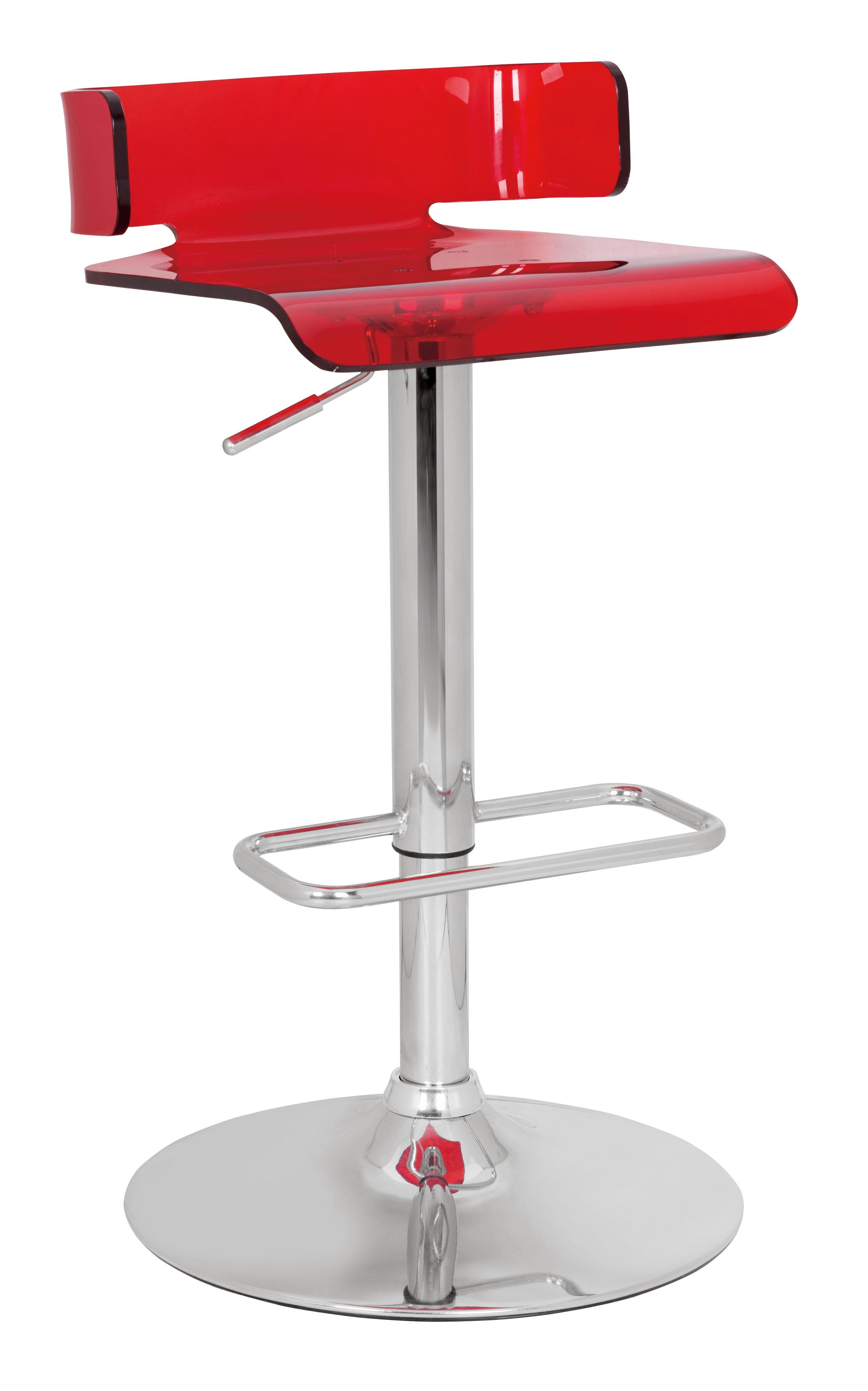 Rania Red & Chrome Adjustable Stool (1Pc) - Ideal Furniture (Fresno,CA)