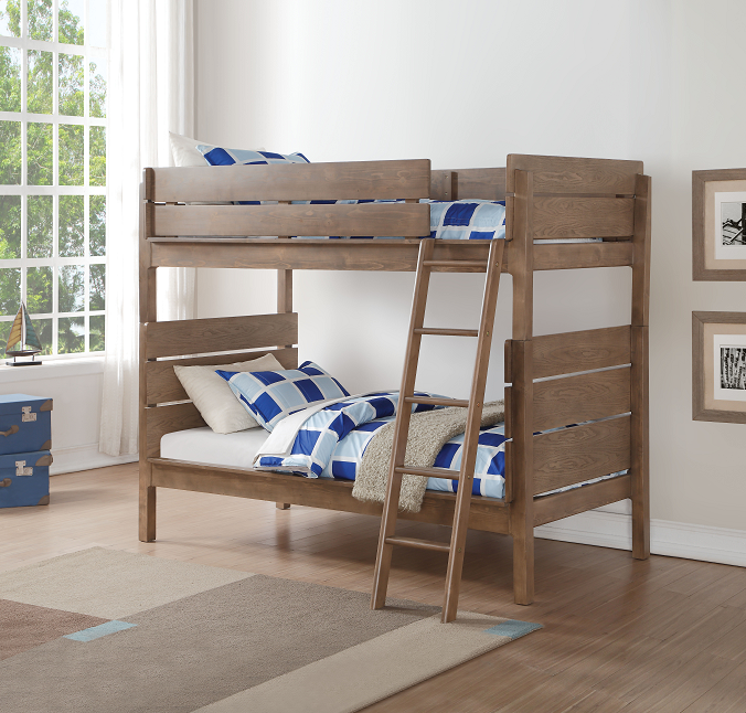 Ranta Antique Oak Bunk Bed (Twin/Twin) - Ideal Furniture (Fresno,CA)