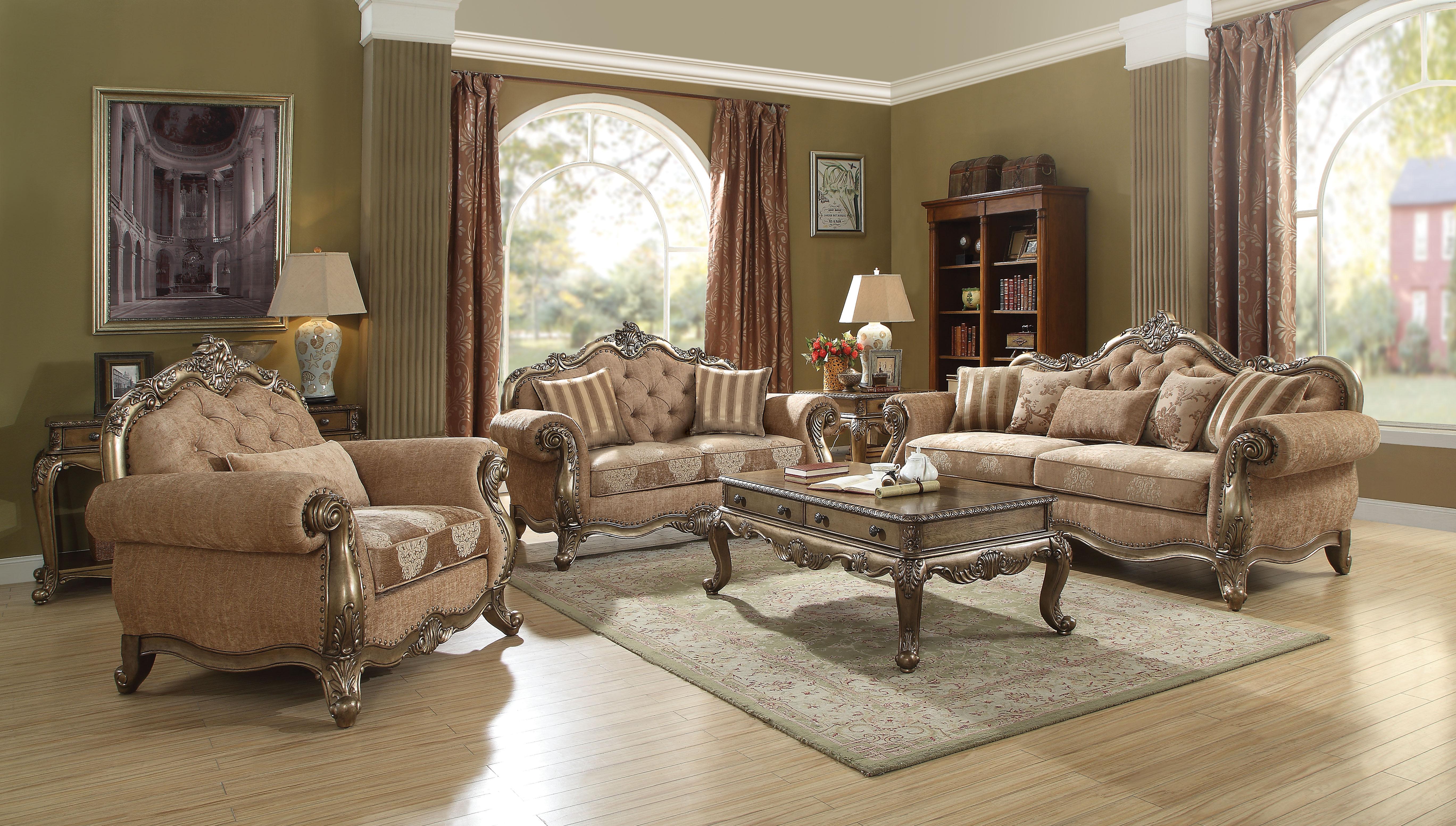 Ragenardus Fabric & Vintage Oak Sofa w/5 Pillows - Ideal Furniture (Fresno,CA)