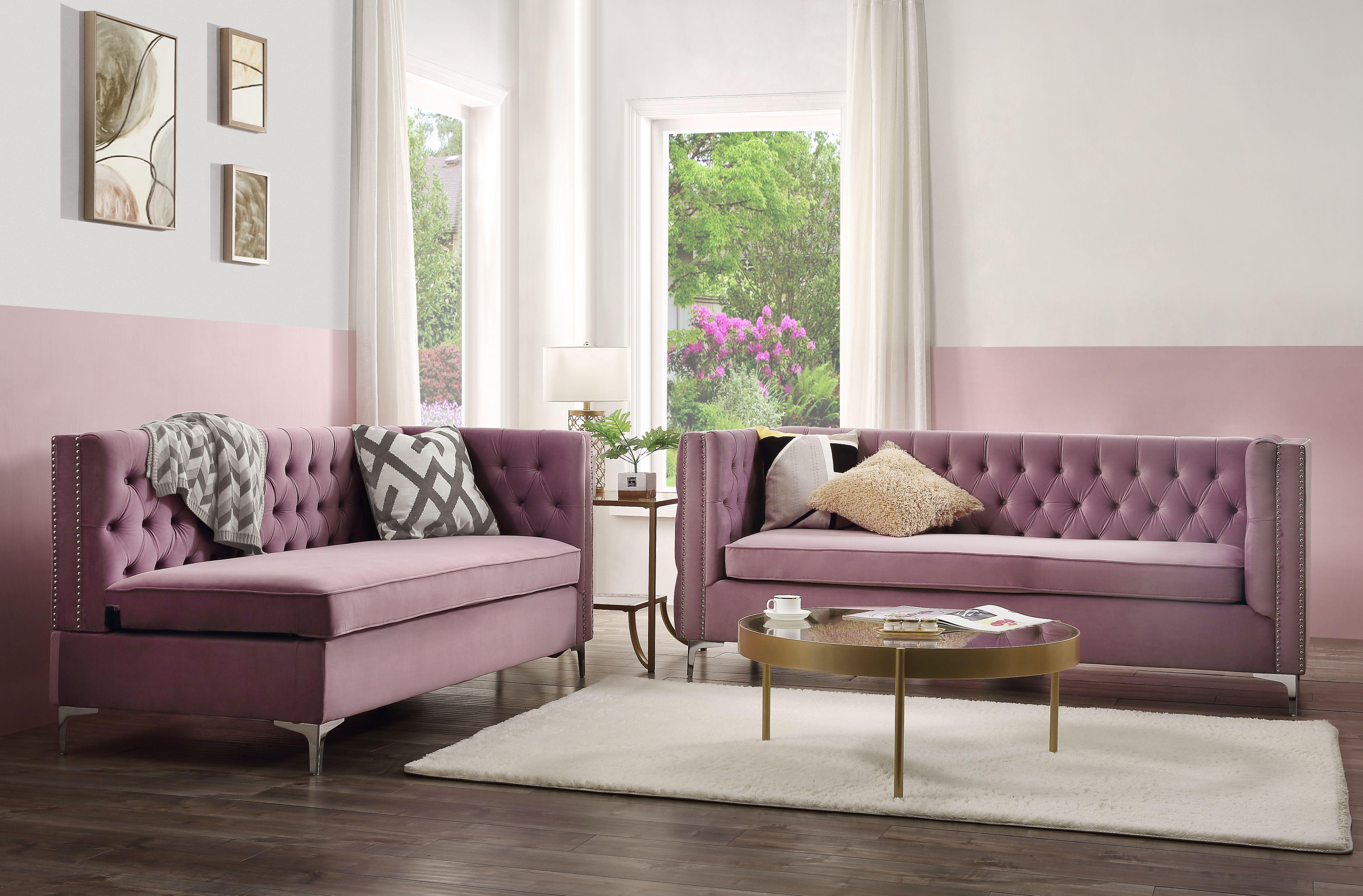 Rhett Purple Velvet Sectional Sofa - Ideal Furniture (Fresno,CA)