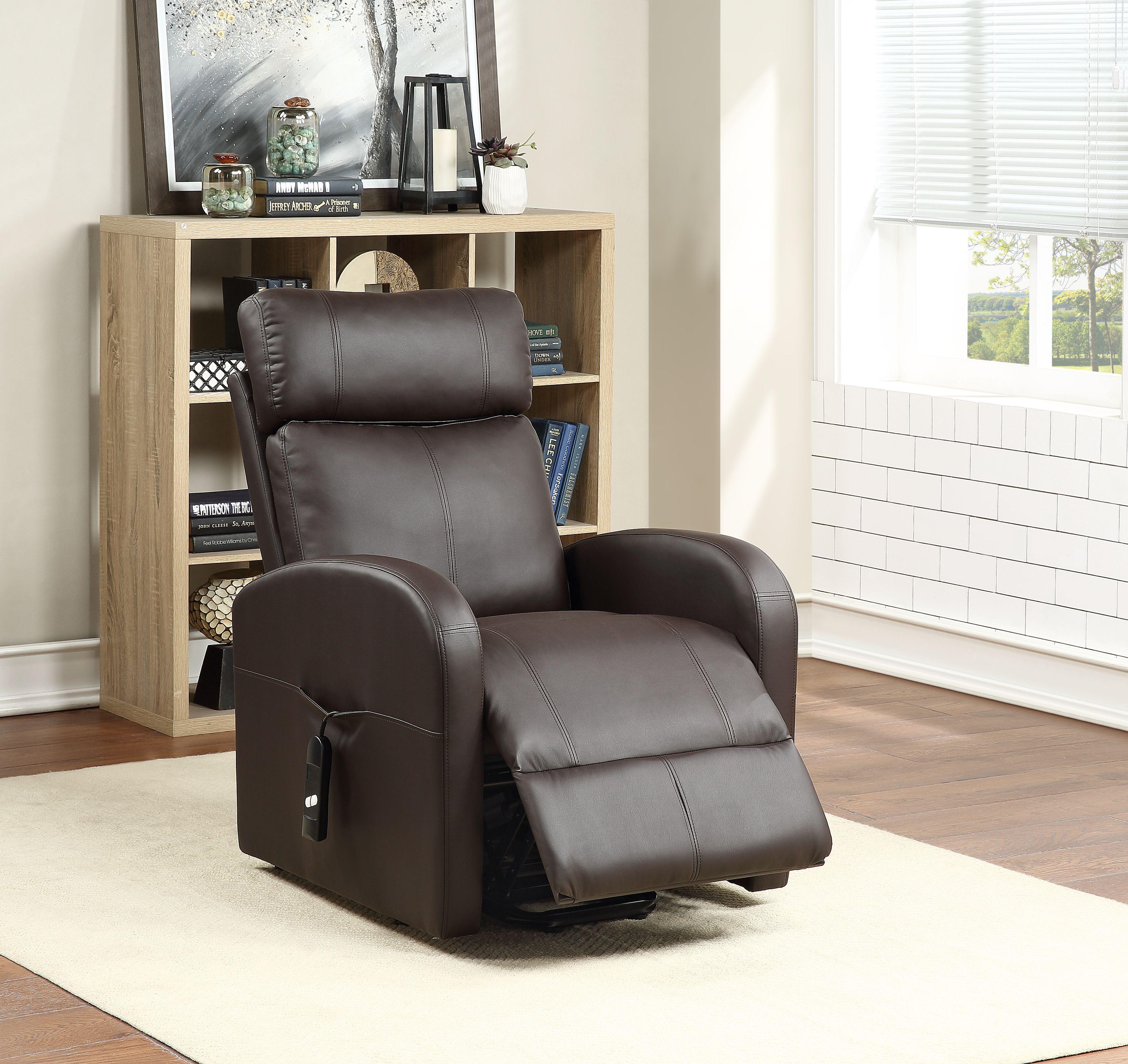 Ricardo Brown PU Recliner w/Power Lift - Ideal Furniture (Fresno,CA)