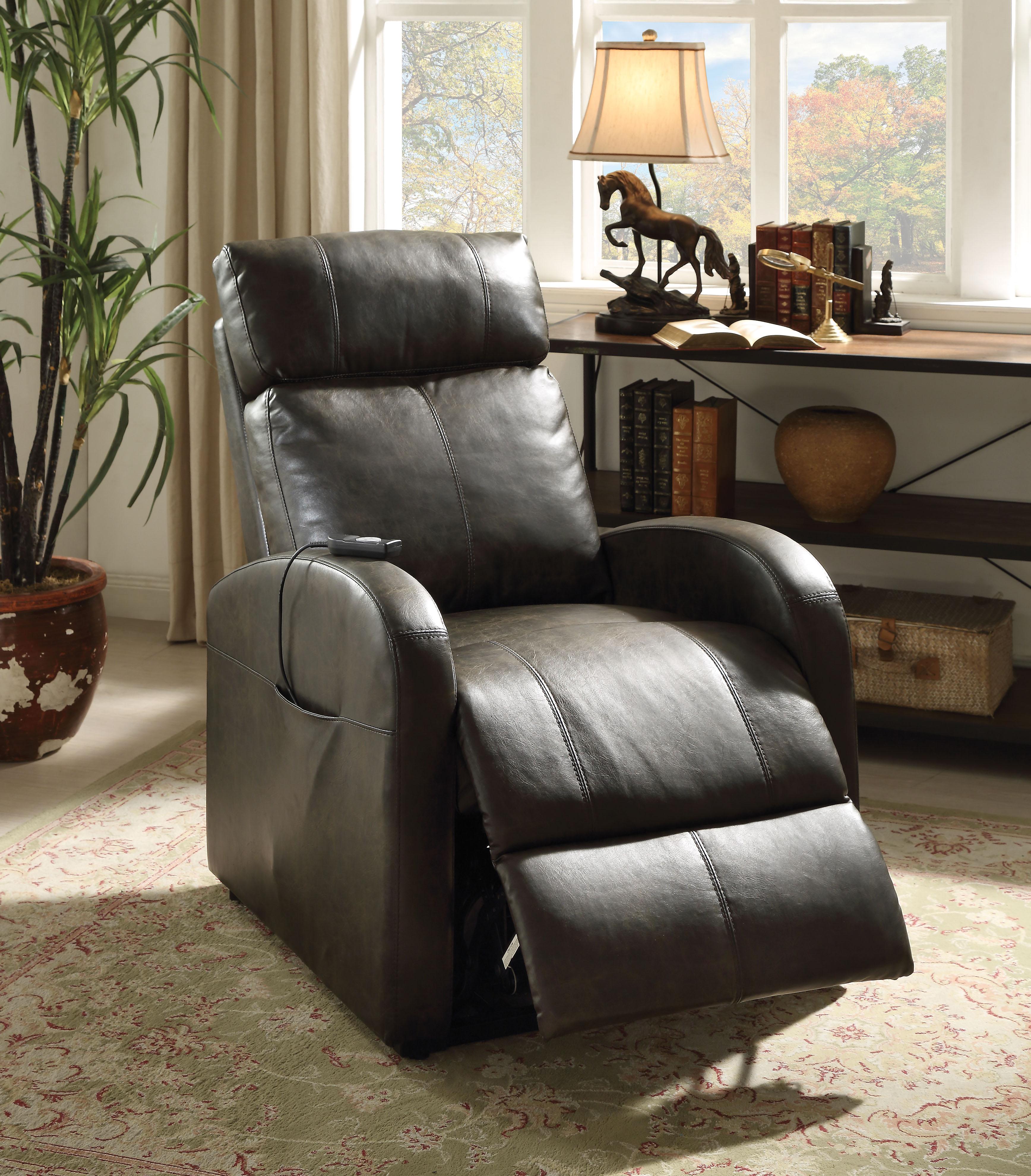Ricardo Dark Gray PU Recliner w/Power Lift - Ideal Furniture (Fresno,CA)