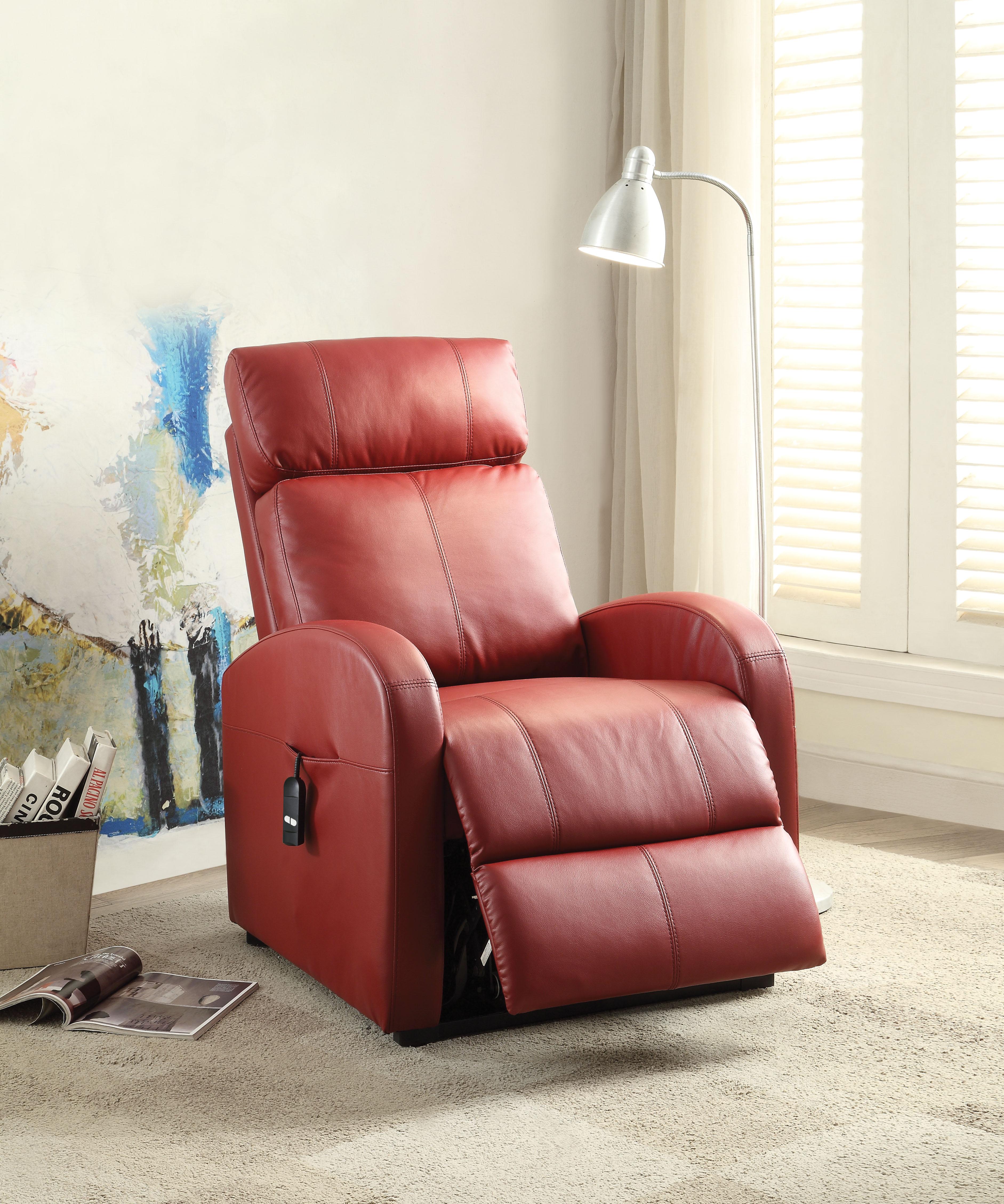 Ricardo Red PU Recliner w/Power Lift - Ideal Furniture (Fresno,CA)