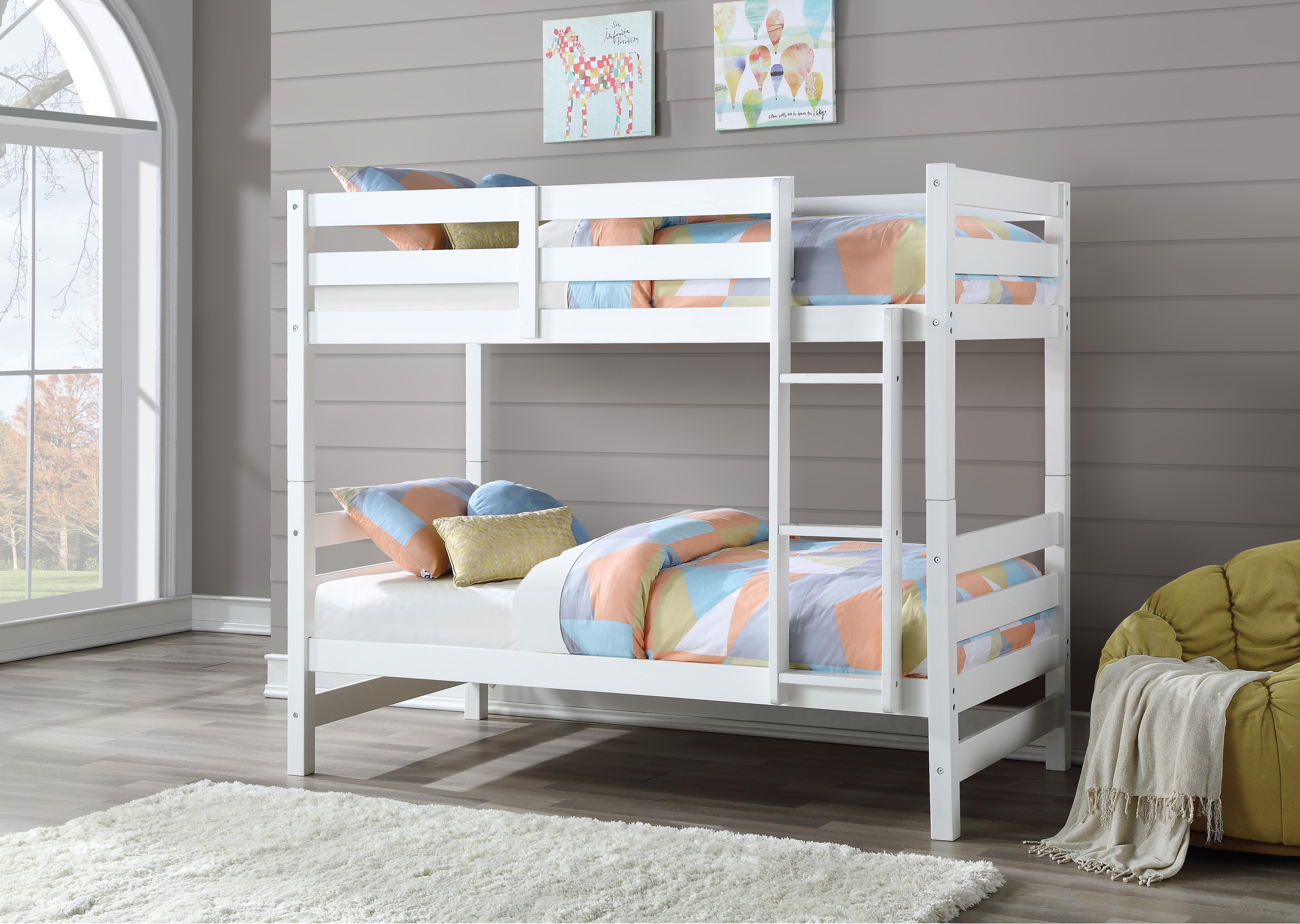 Ronnie White Bunk Bed (Twin/Twin) - Ideal Furniture (Fresno,CA)