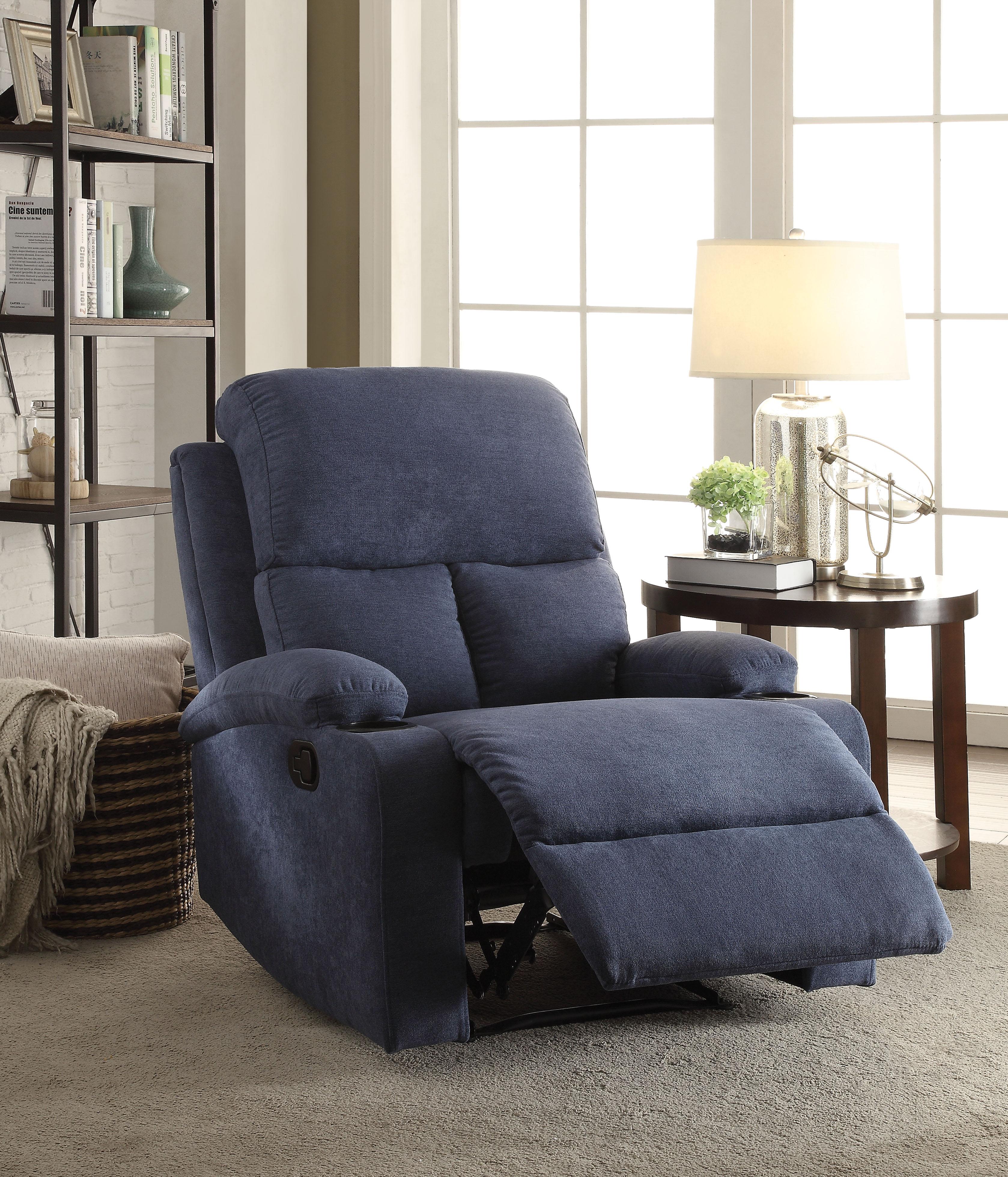 Rosia Blue Velvet Recliner (Motion) - Ideal Furniture (Fresno,CA)