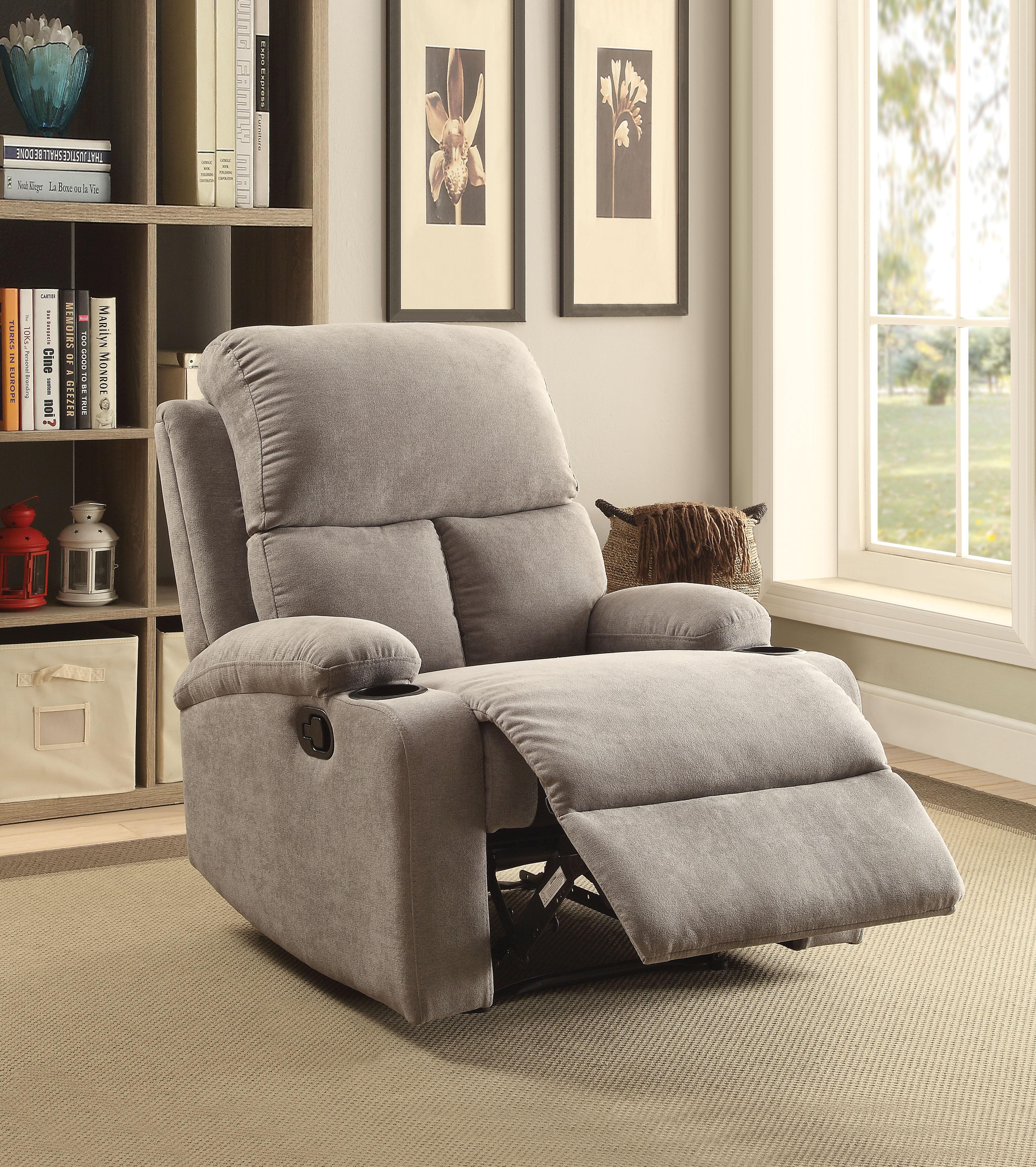 Rosia Gray Velvet Recliner (Motion) - Ideal Furniture (Fresno,CA)