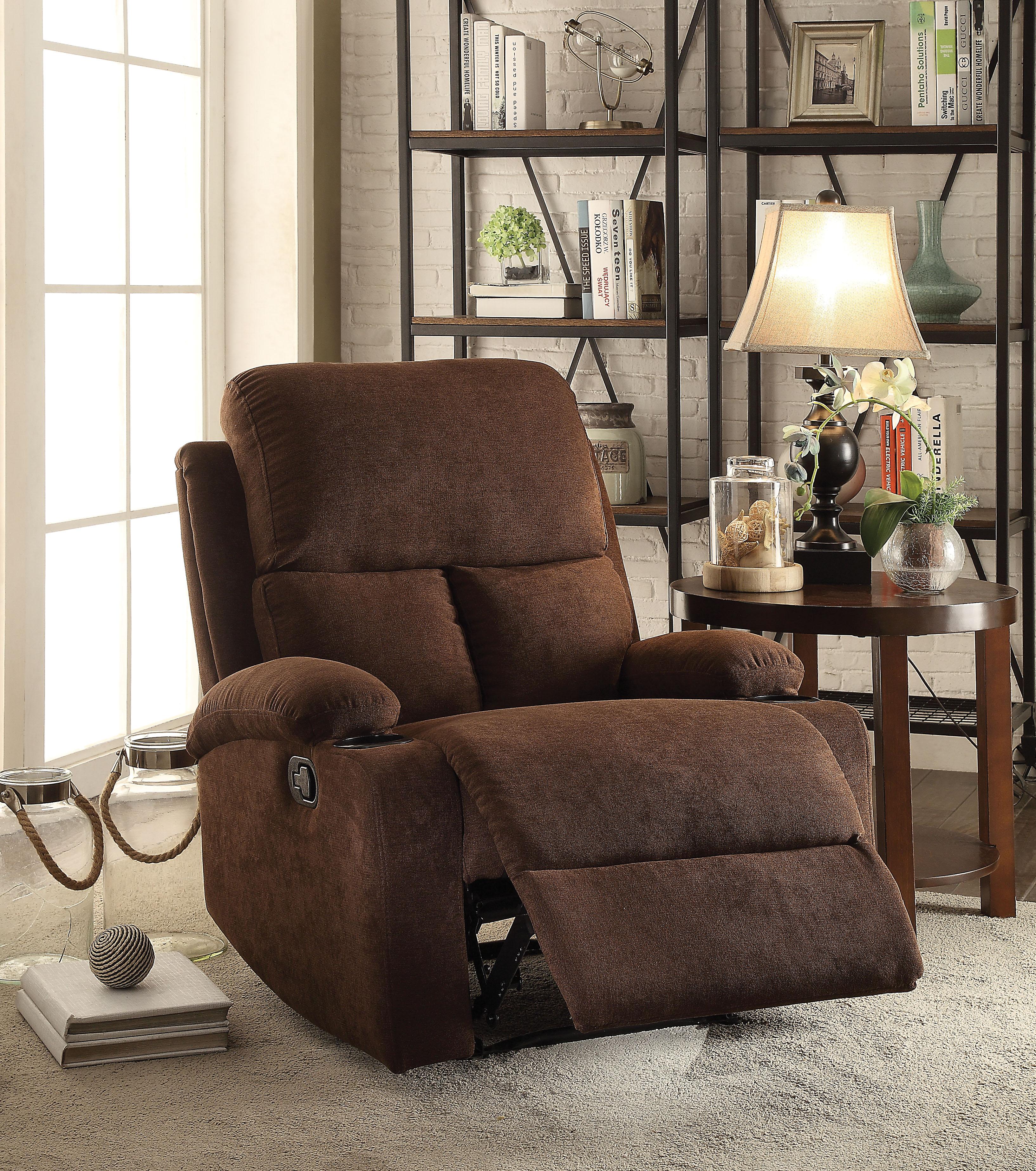 Rosia Chocolate Velvet Recliner (Motion) - Ideal Furniture (Fresno,CA)